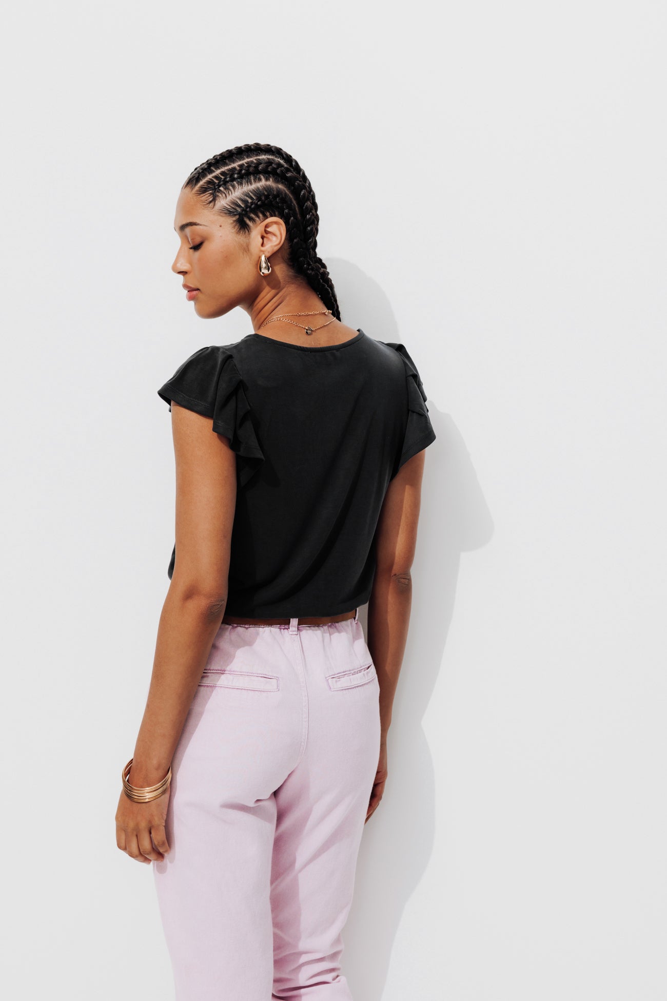 Frilly sleeved t-shirt - Light green