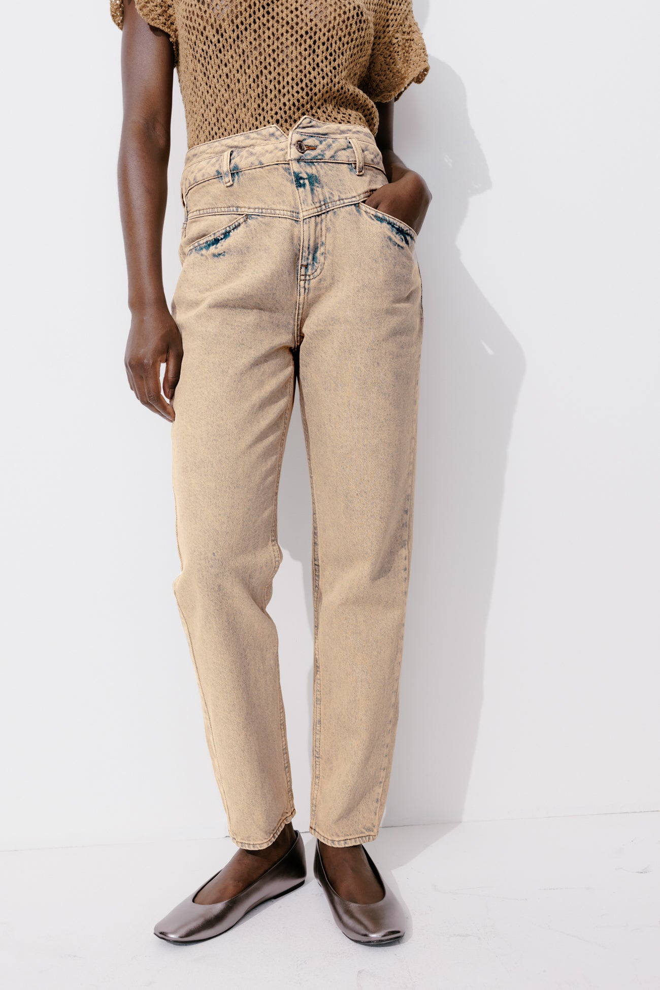 MARCEL high-waist mom jeans - Sand
