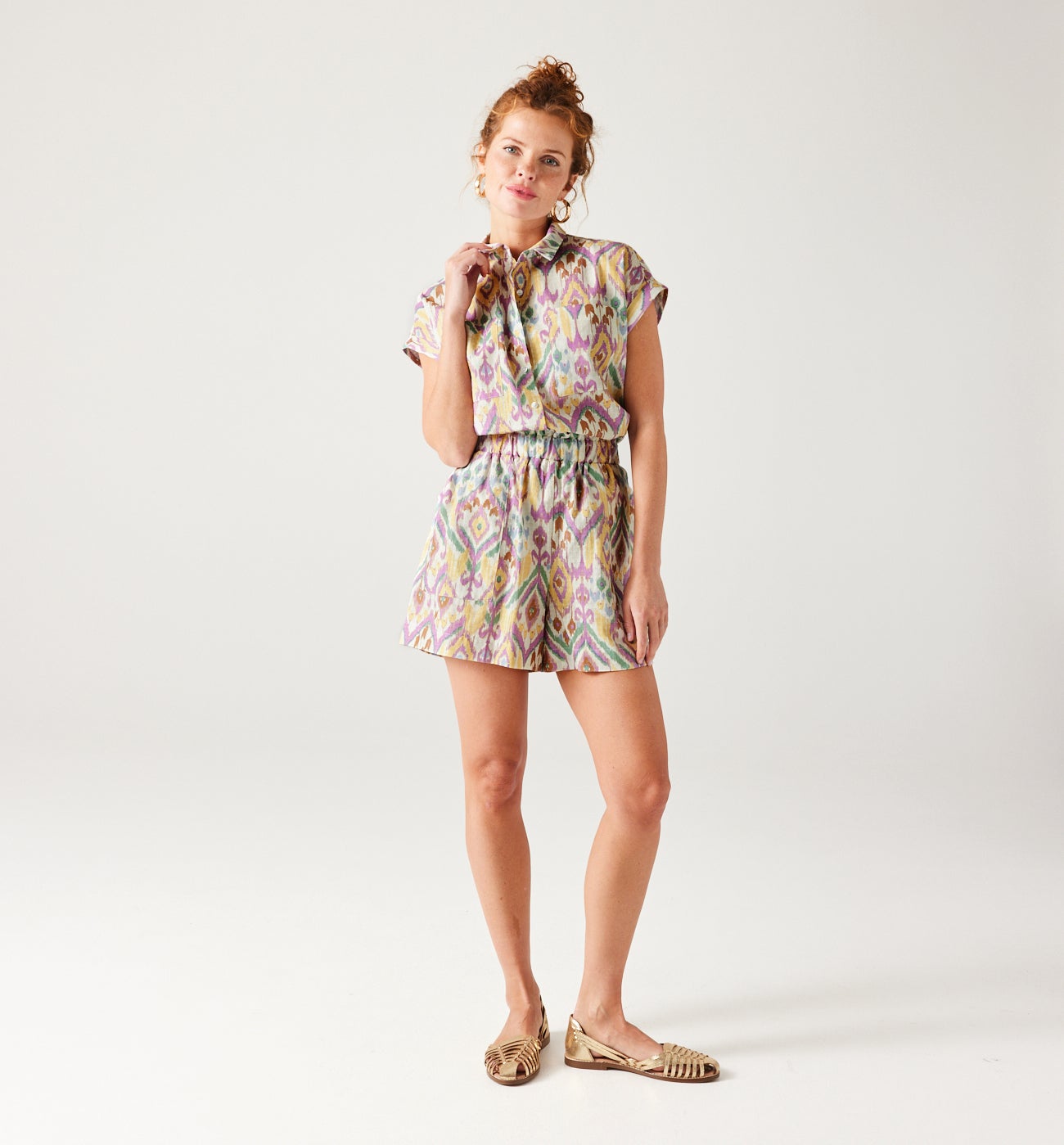 Ikat pattern shirt - Ecru print