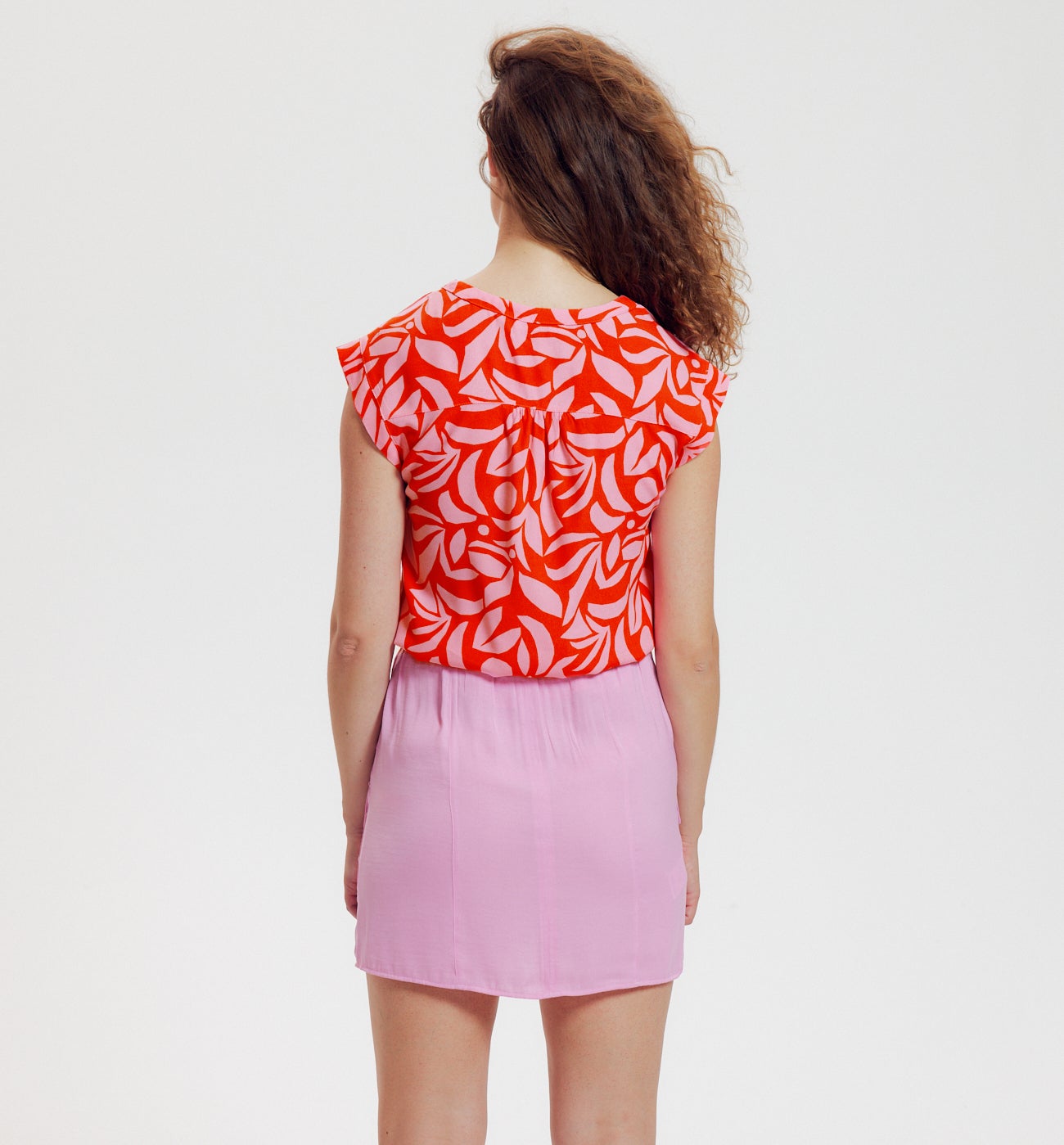 Short-sleeved blouse - Green print