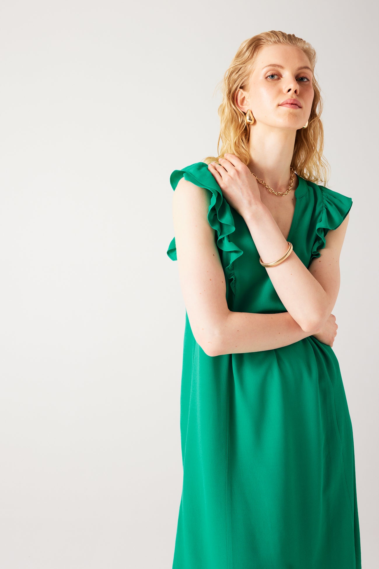 Eco-produced dress - Navy blue print