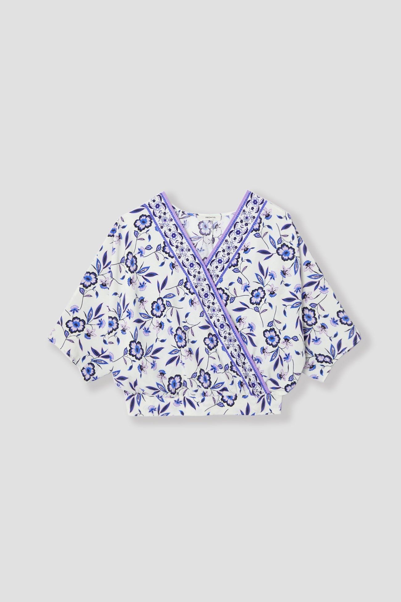 Patterned crossover blouse - Ecru print