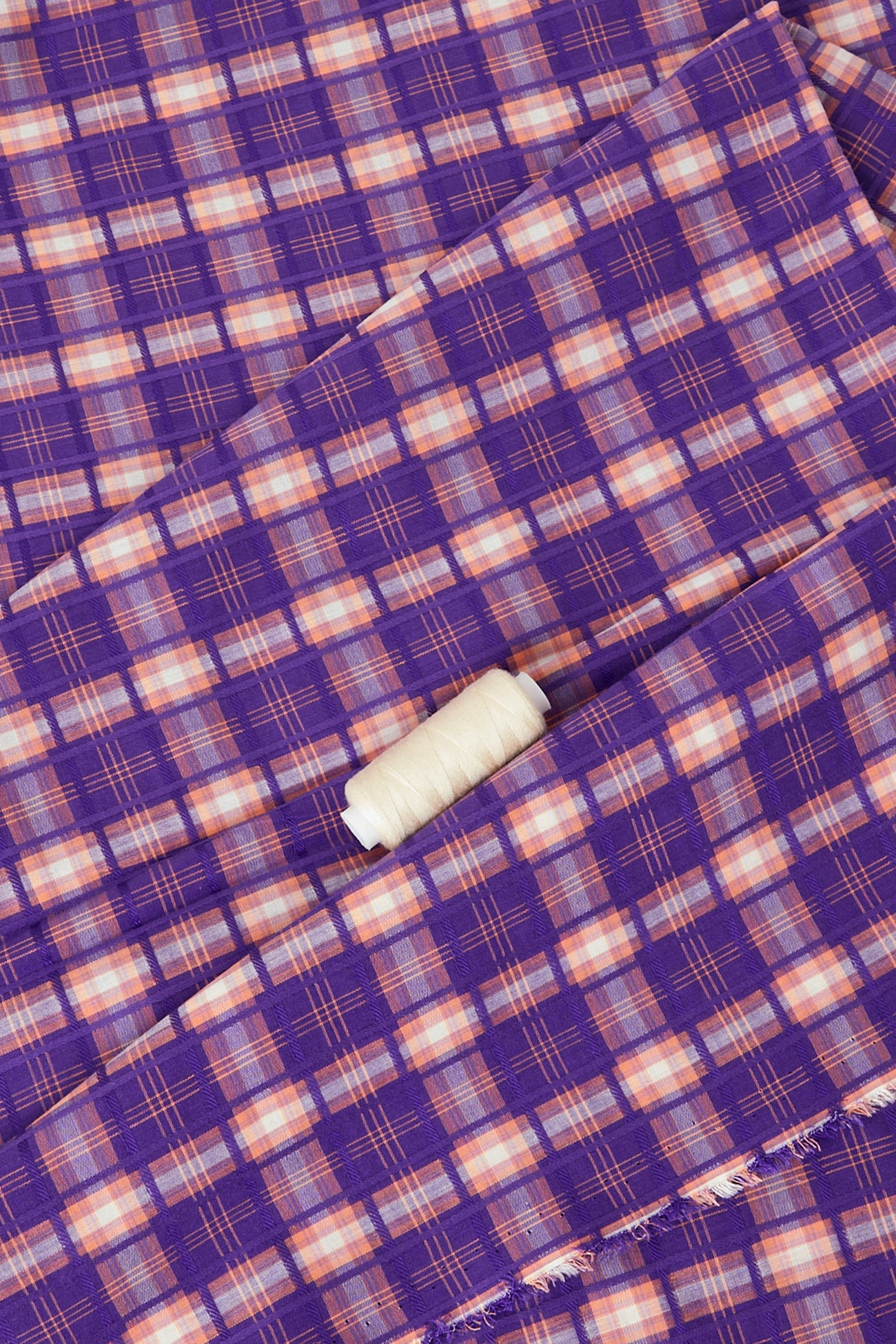 3m cotton-viscose fabric cut - Violet checks