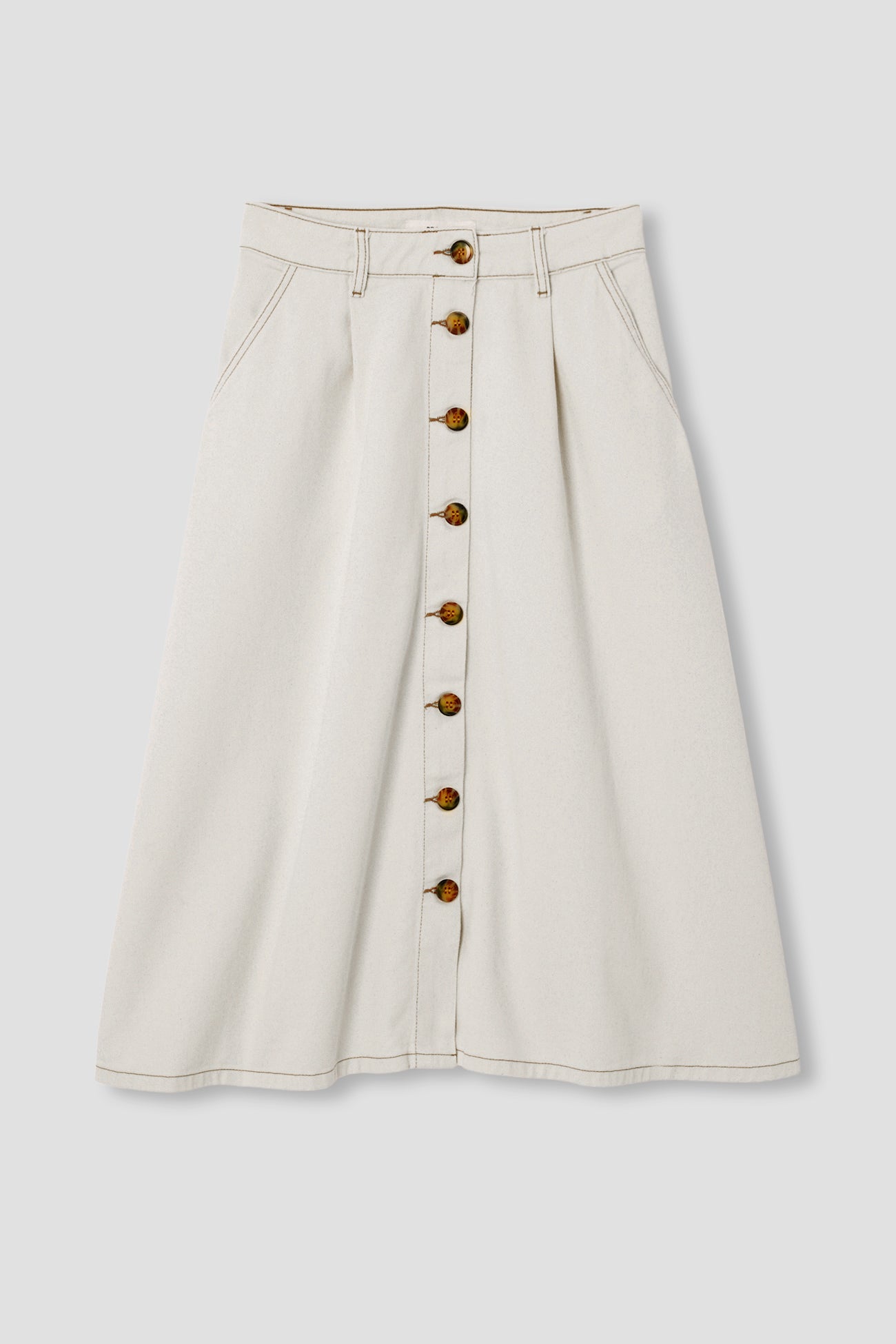 Midi buttoned skirt - Ecru