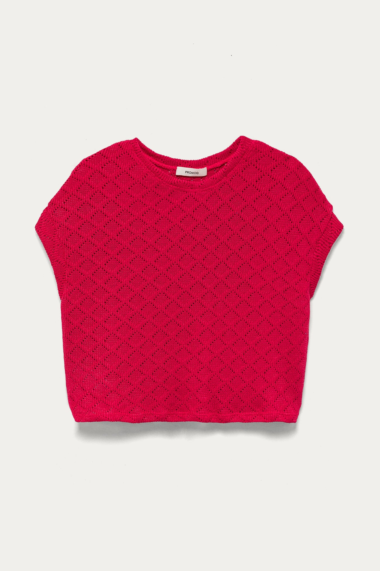 Pointelle knitted crop top - Raspberry red