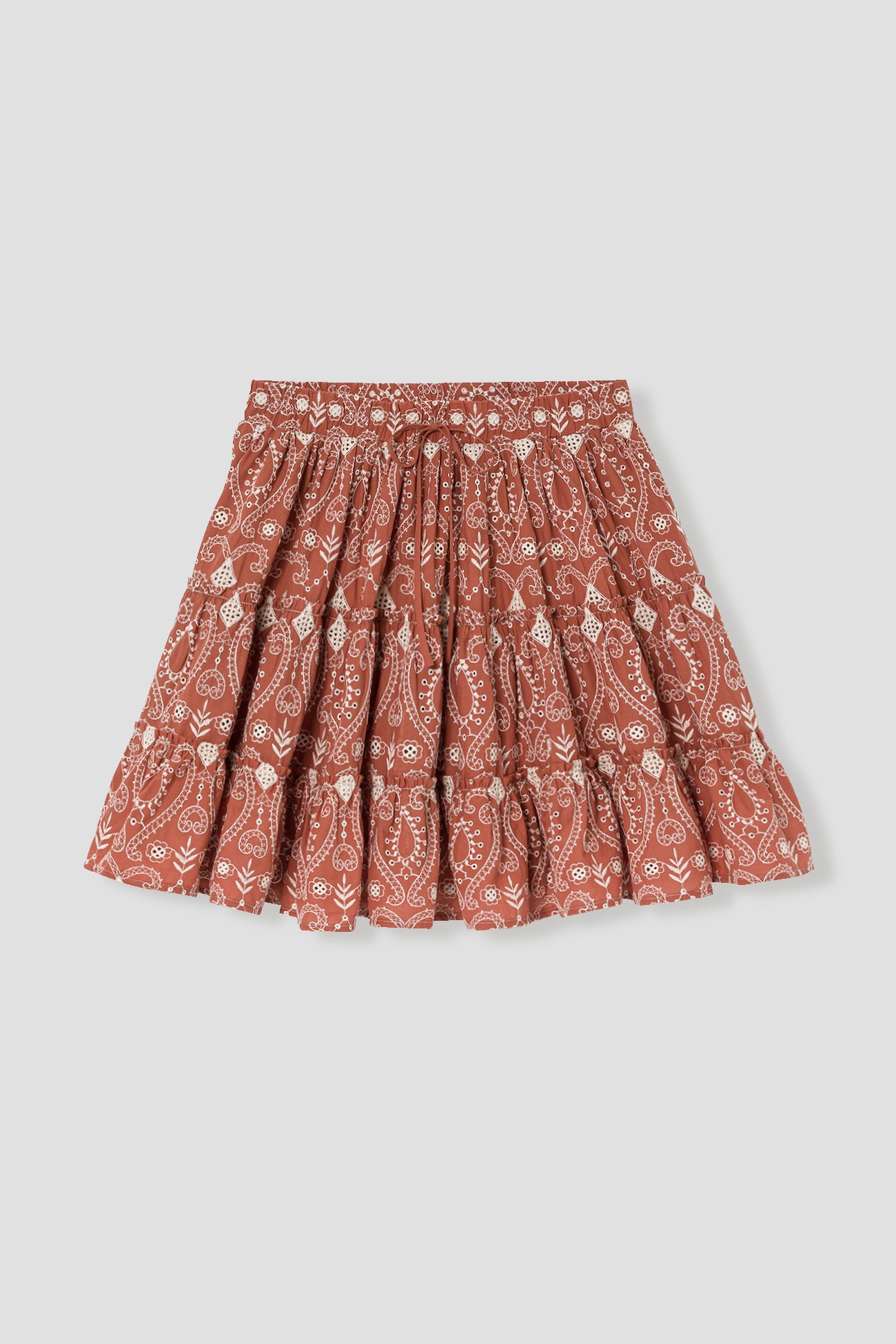 Short broderie anglaise skirt - Multicolour print