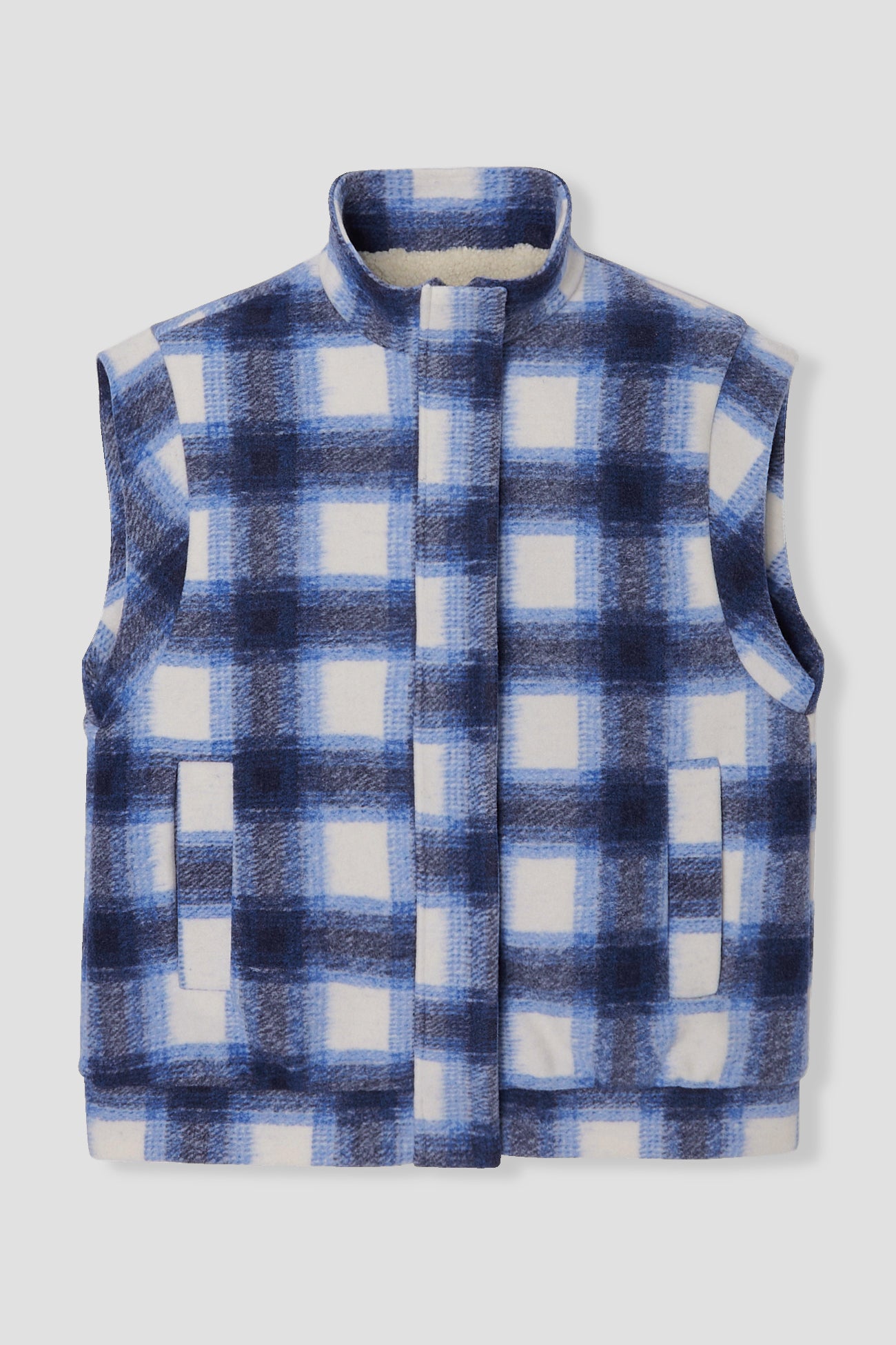 Sleeveless checked jacket - Black print