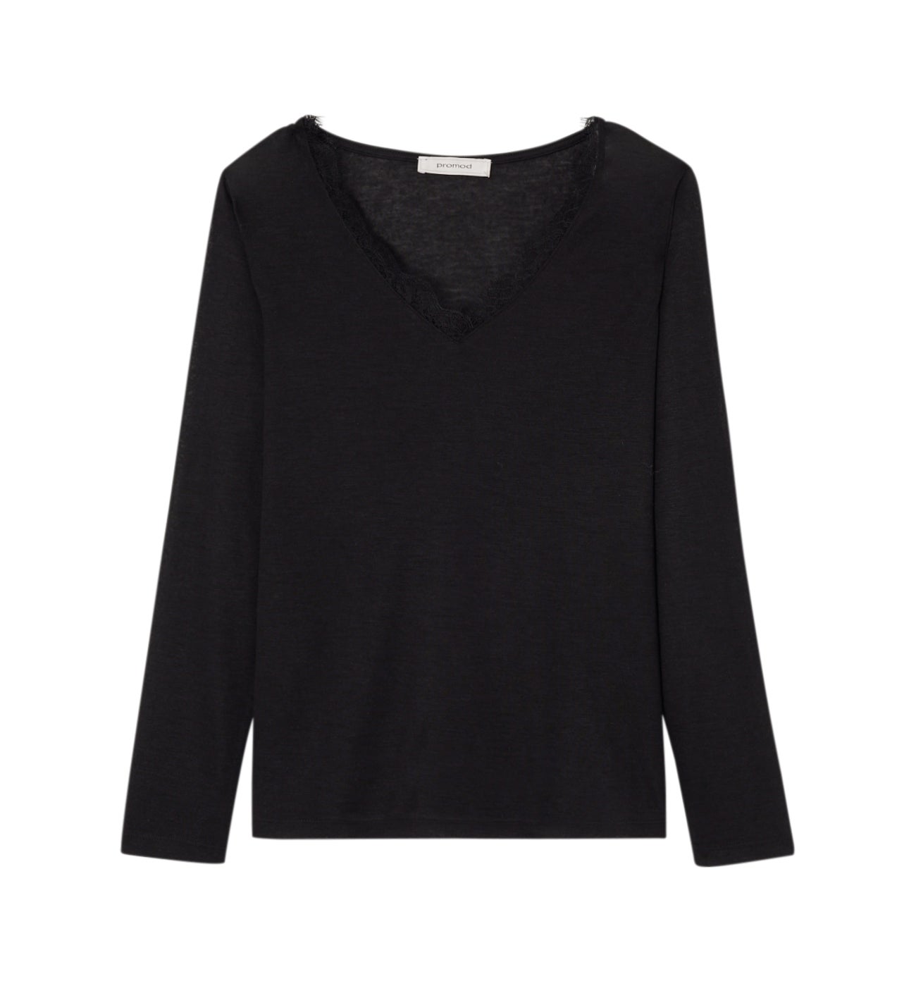 Lace detail top - Black