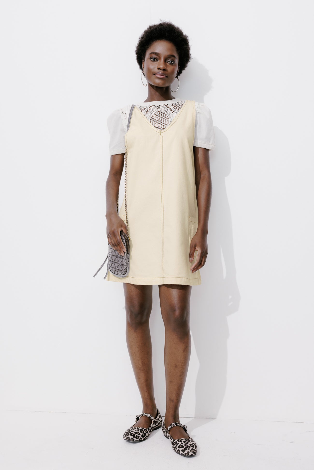 Canvas dungaree dress - Grey denim