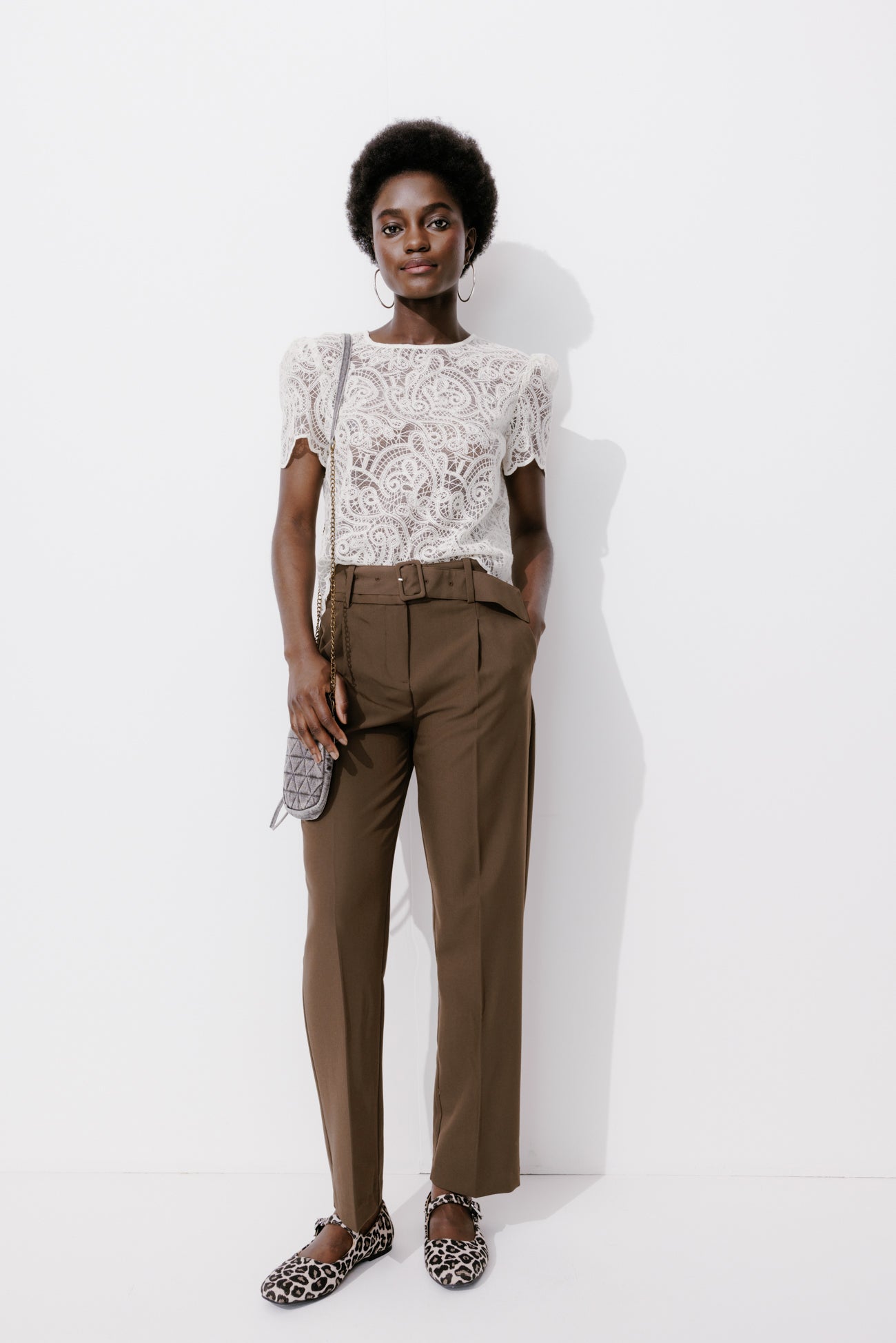 Peg-shape trousers - Chestnut brown