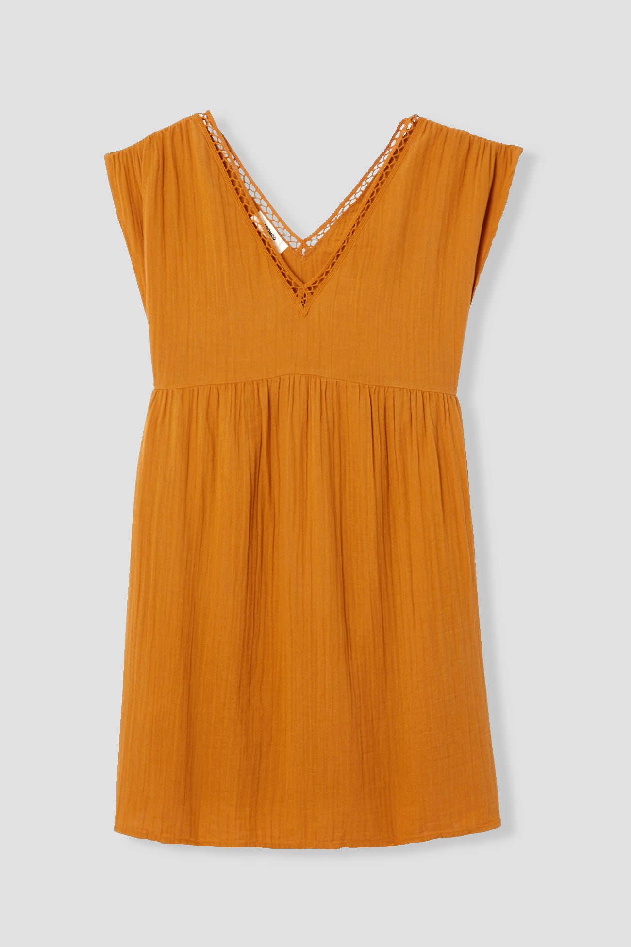 Cotton gauze dress - Ochre
