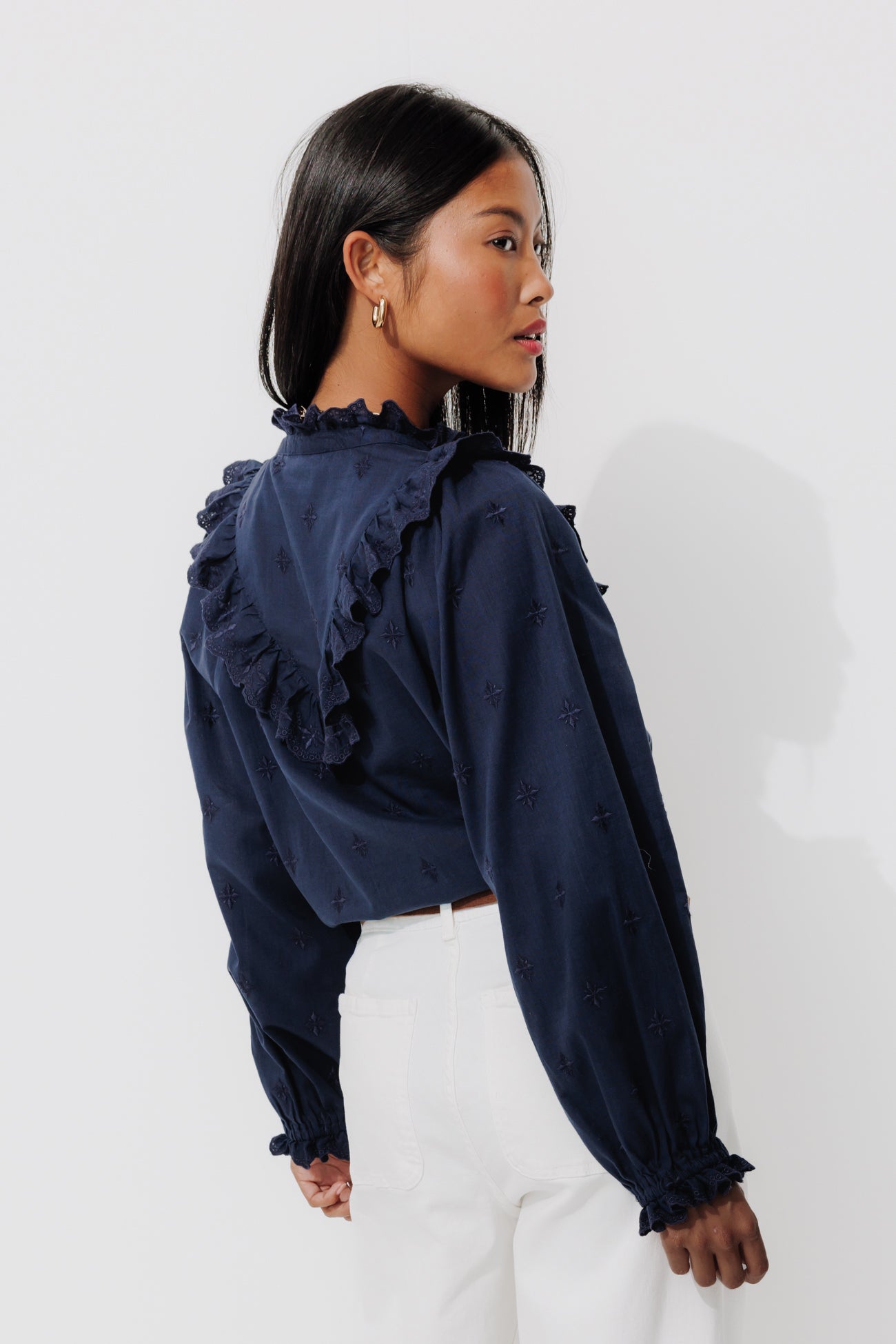 Embroidered cotton shirt - Ecru