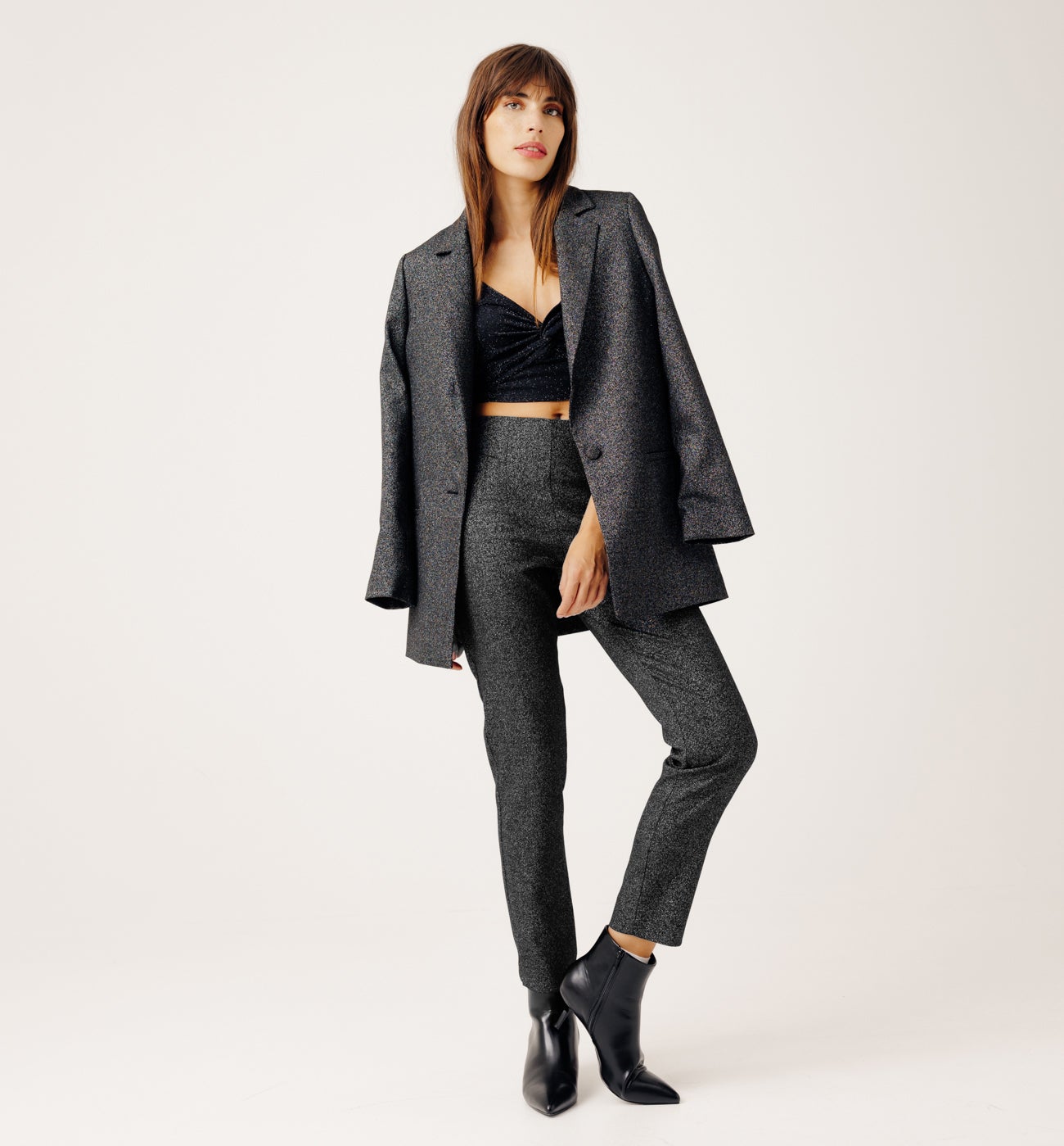 Glitzy cigarette trousers - Black print