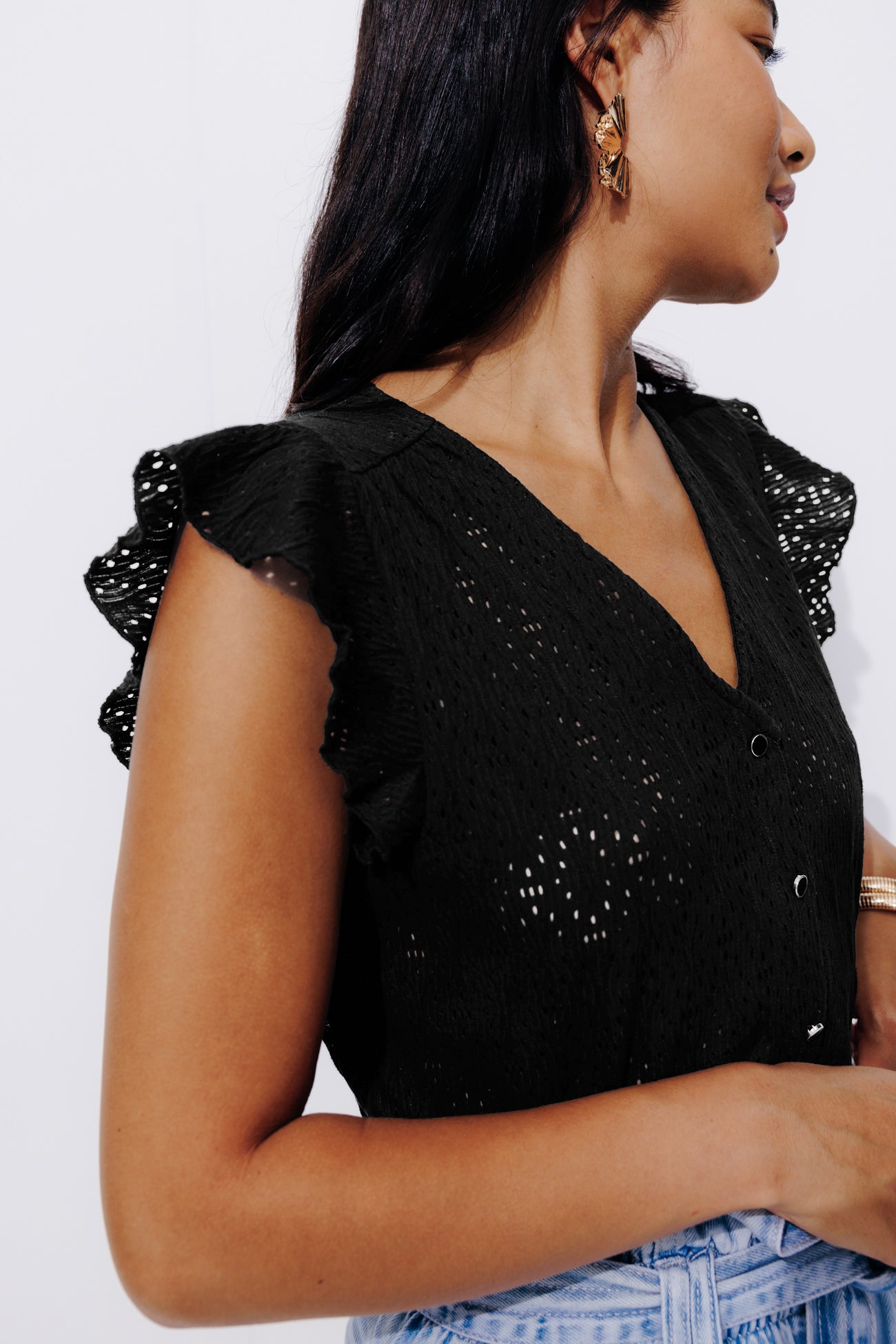 Lace-effect top - Ecru