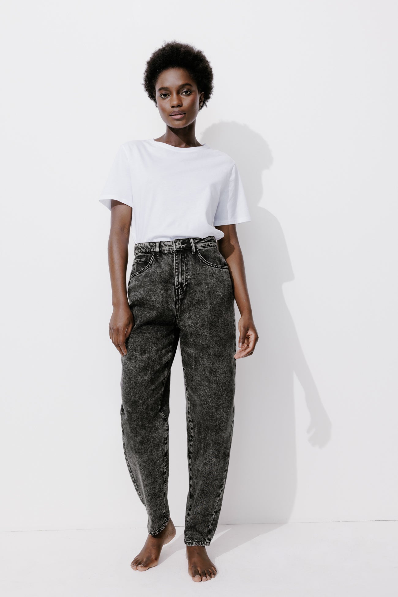 High-waist balloon jeans - Black