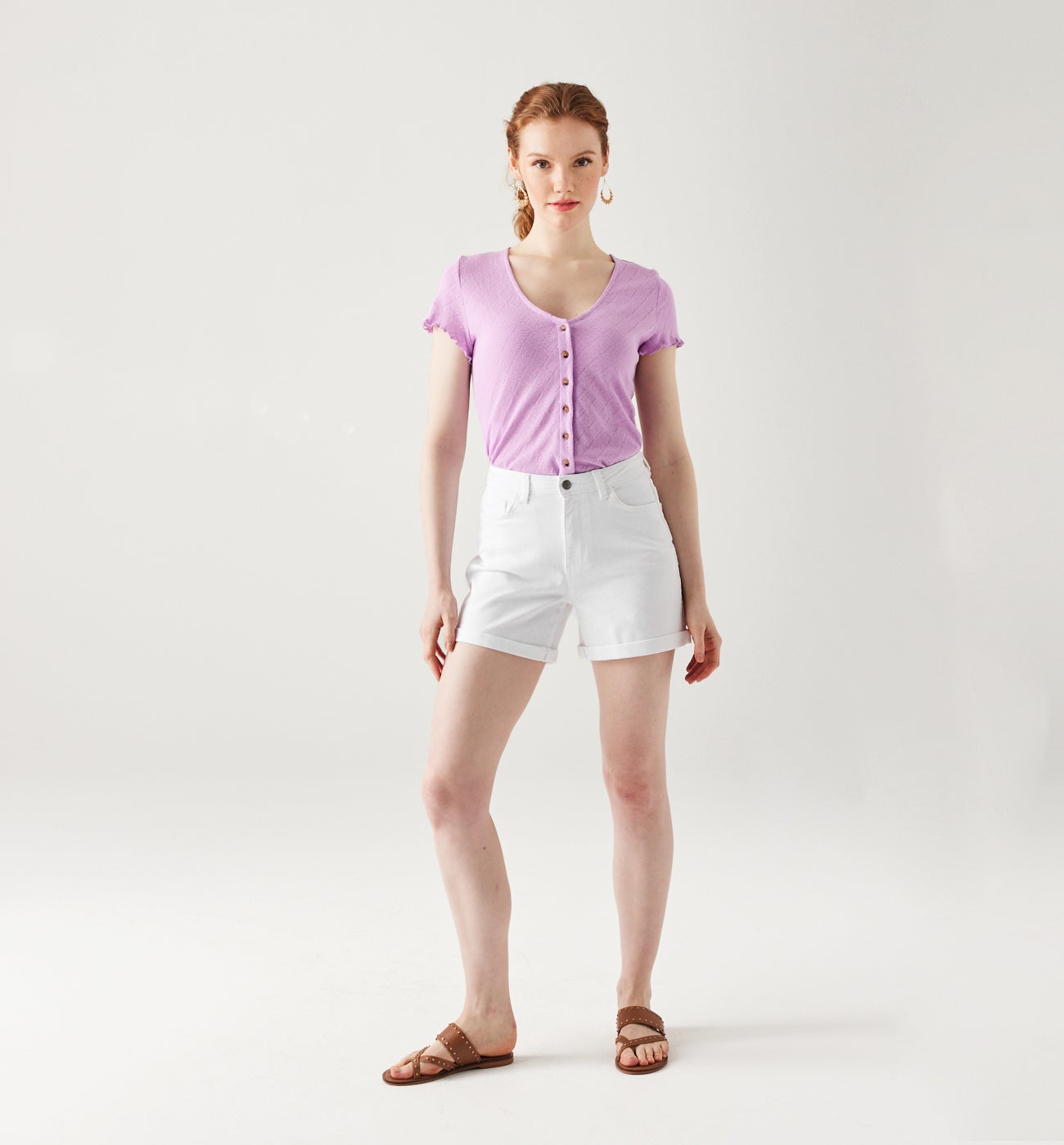 Plain canvas shorts - Red