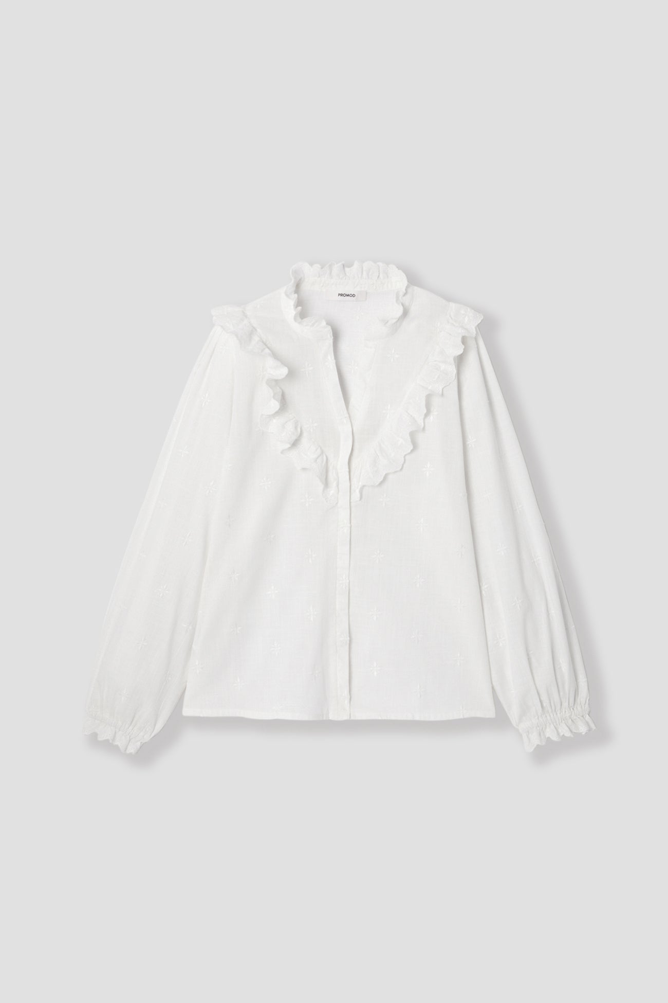 Embroidered cotton shirt - Ecru