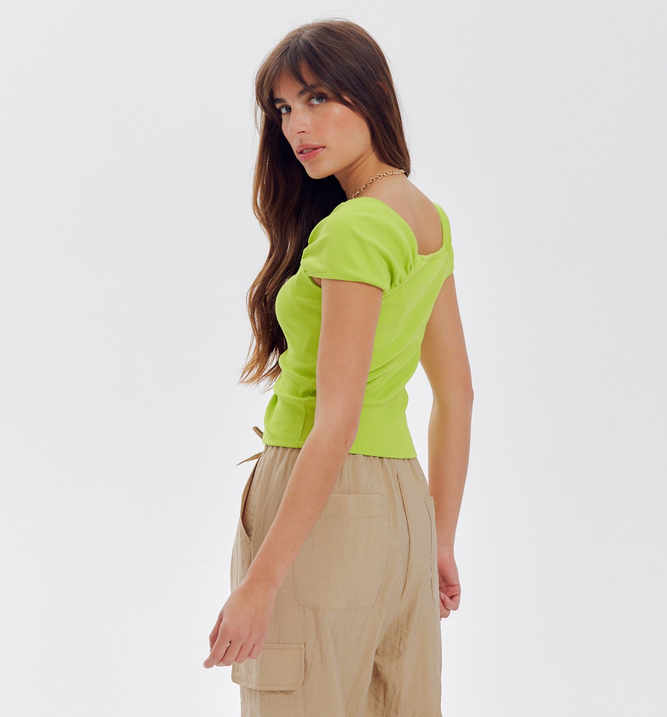 Ribbed jersey top - Turquoise