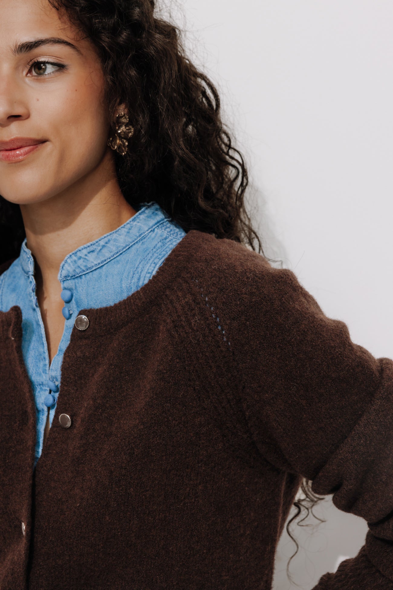 Soft button cardigan - Violet