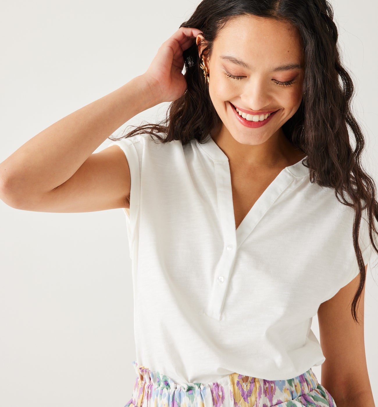 Tunic neckline t-shirt - White