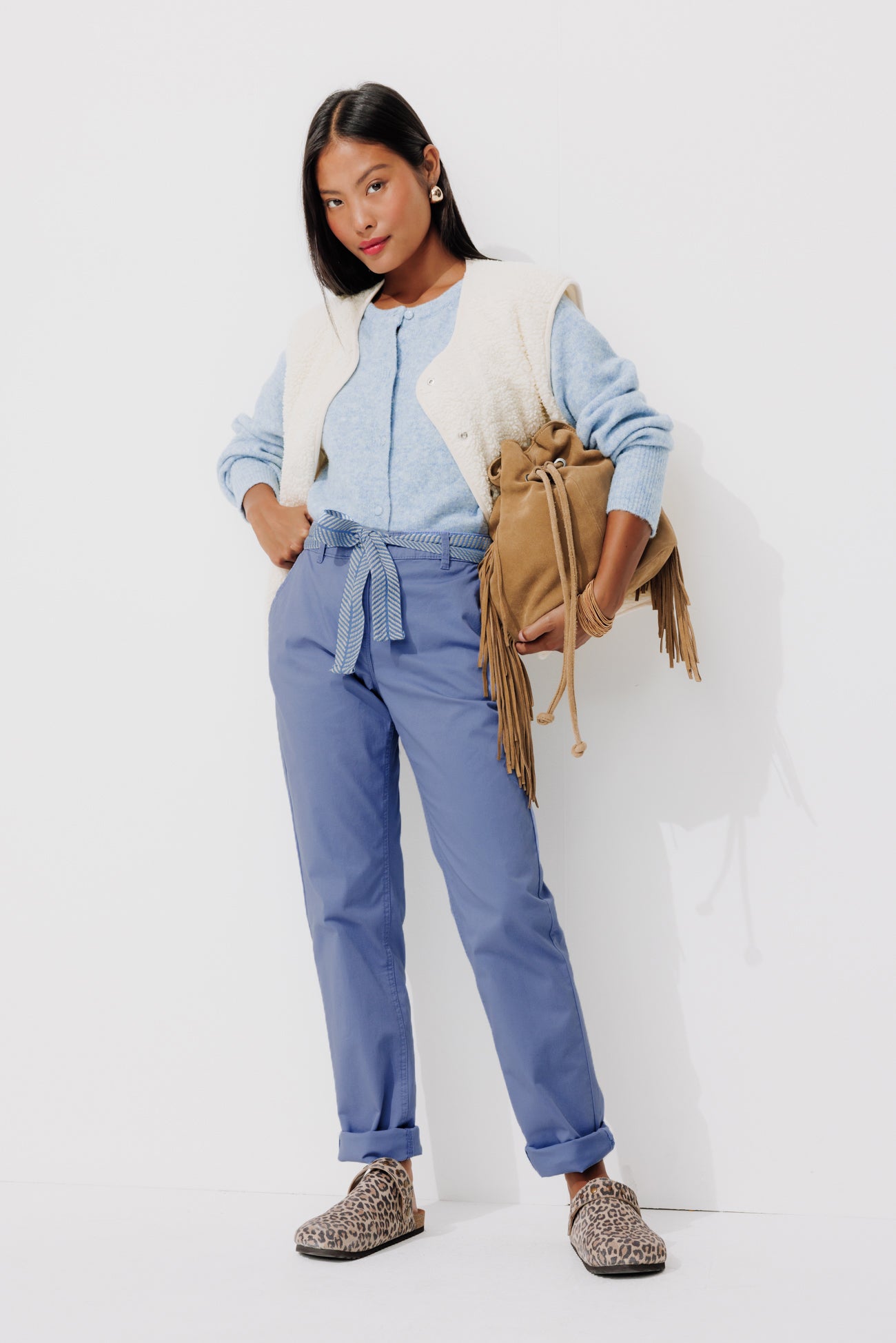 Belted chinos - Blue