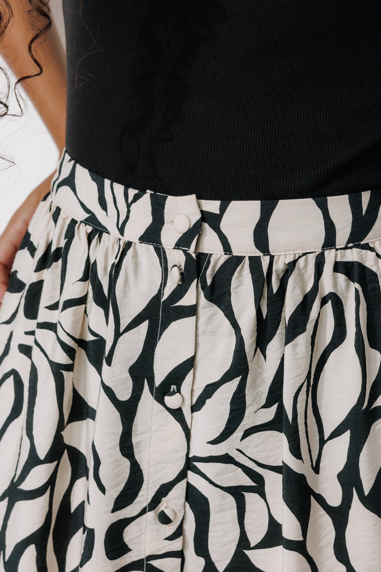 Ecodesign patterned skirt - Black print