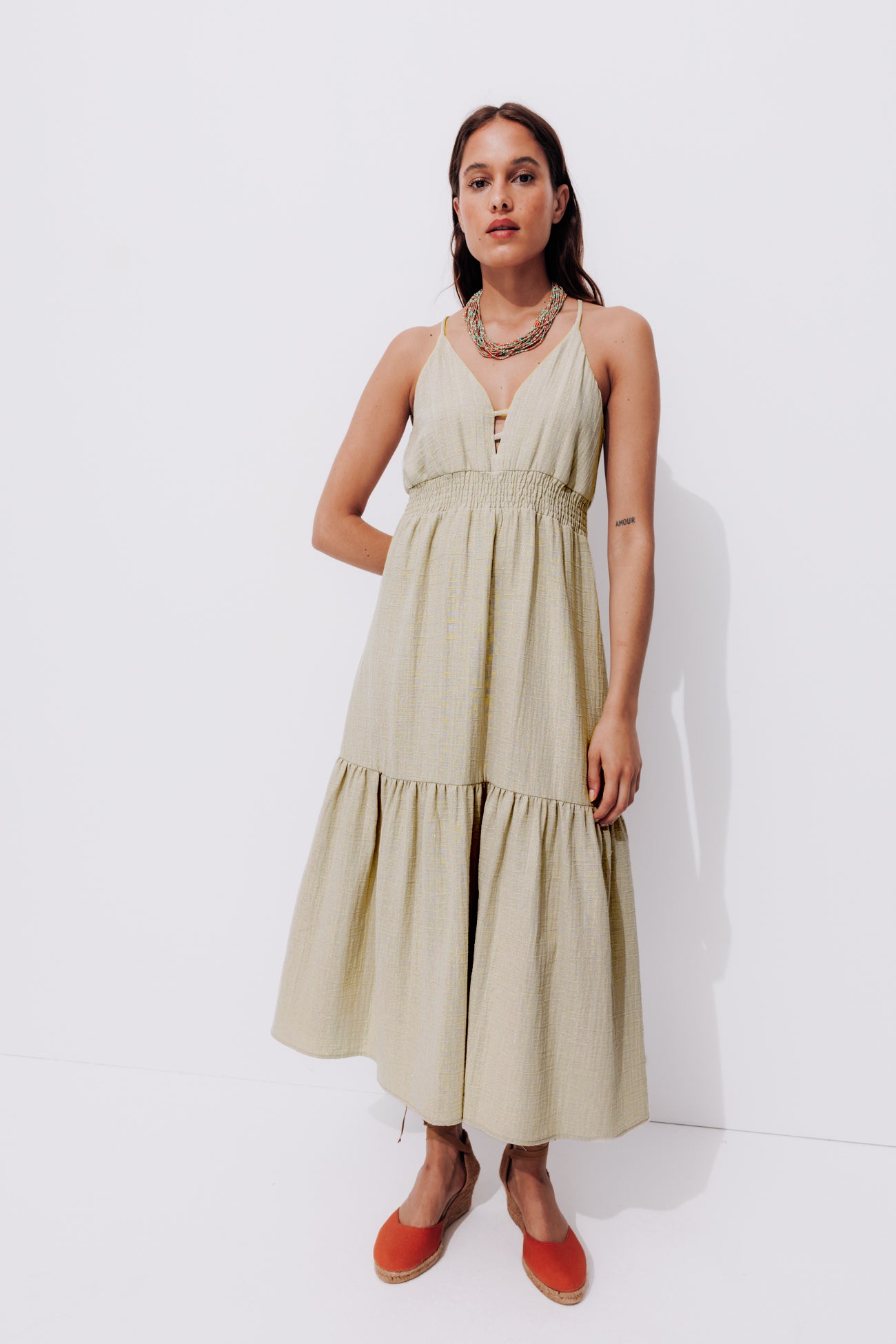 Long strappy dress - Sand