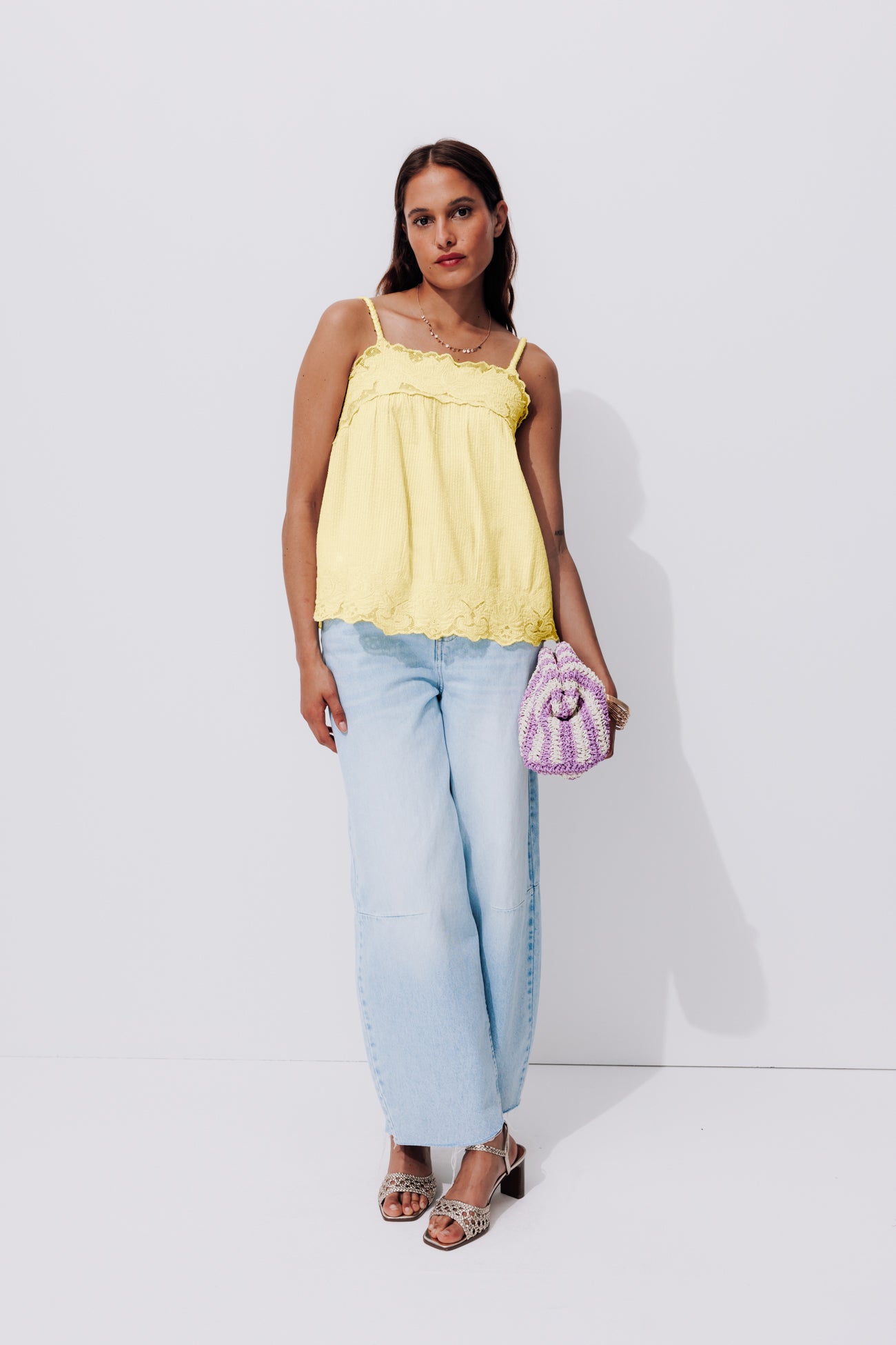 Embroidered top - Light yellow