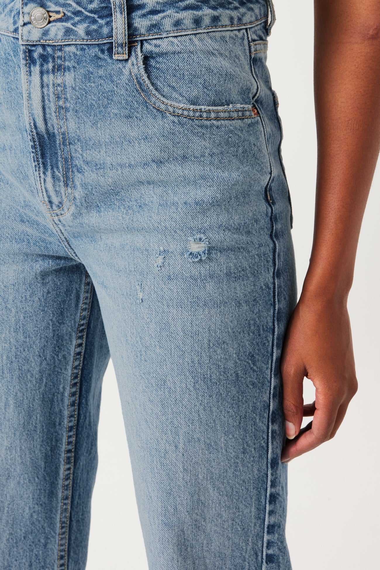 High-waist straight leg jeans - Light denim