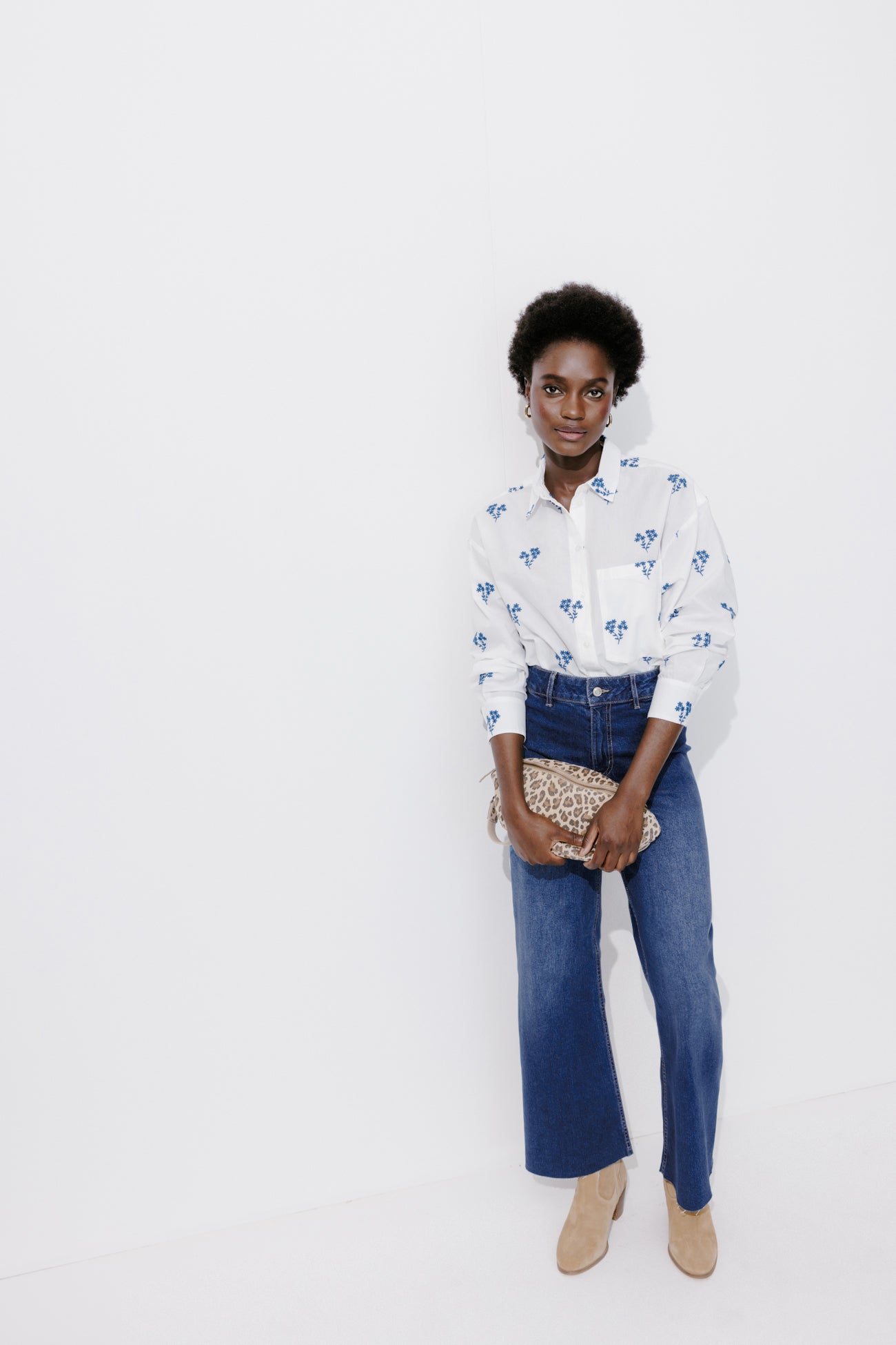 High-waist wideleg jeans - Denim