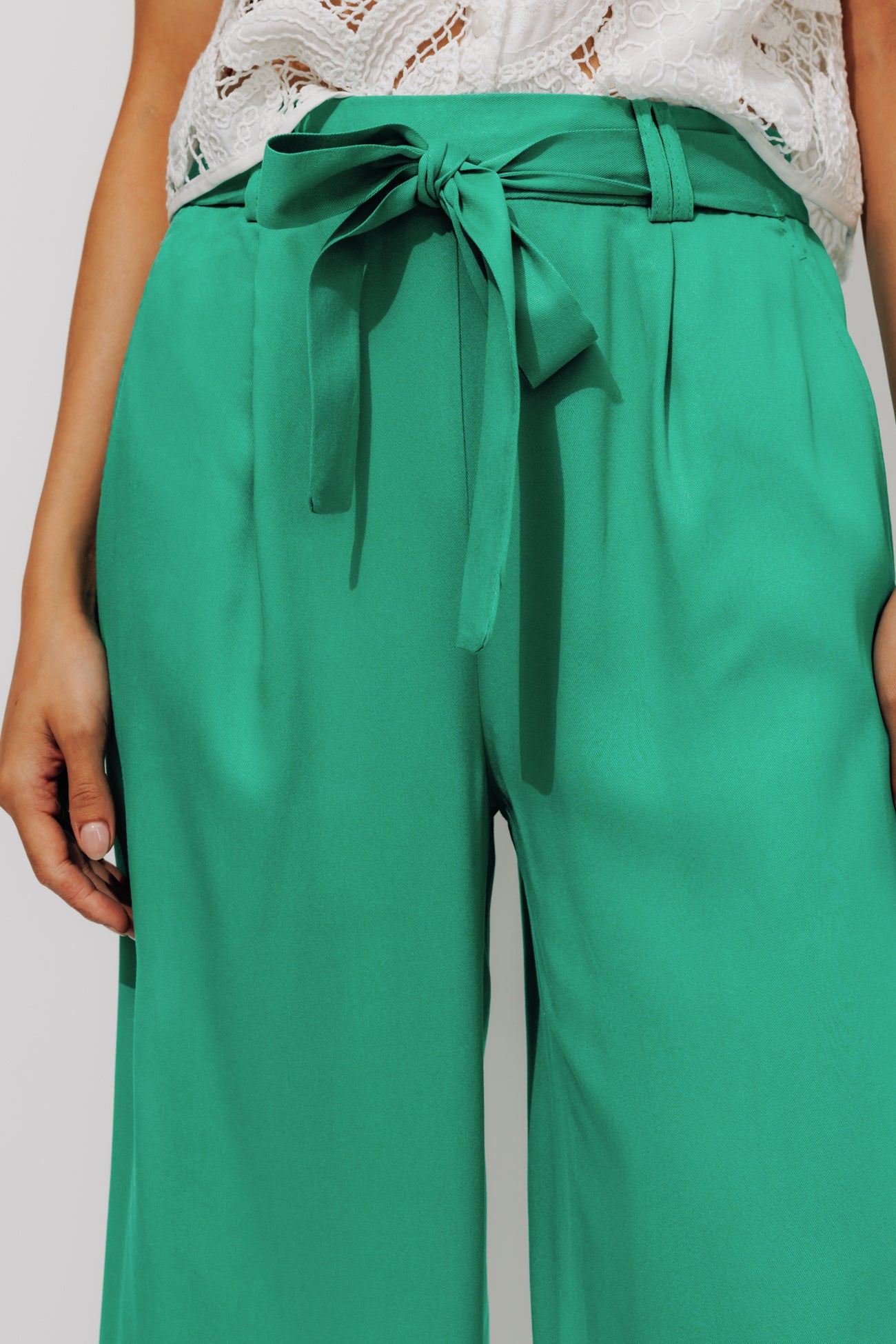 High-waist wideleg trousers - Ochre print