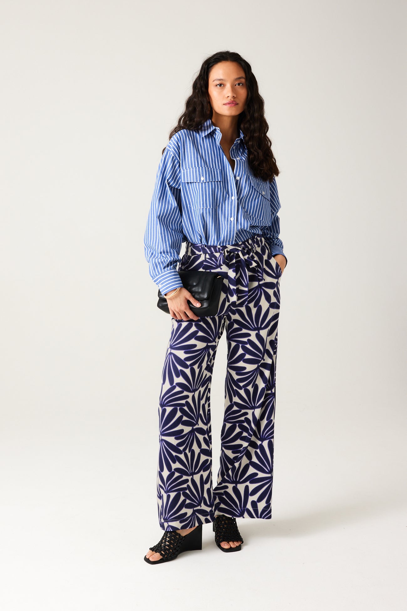 High-waist wideleg trousers - Blue