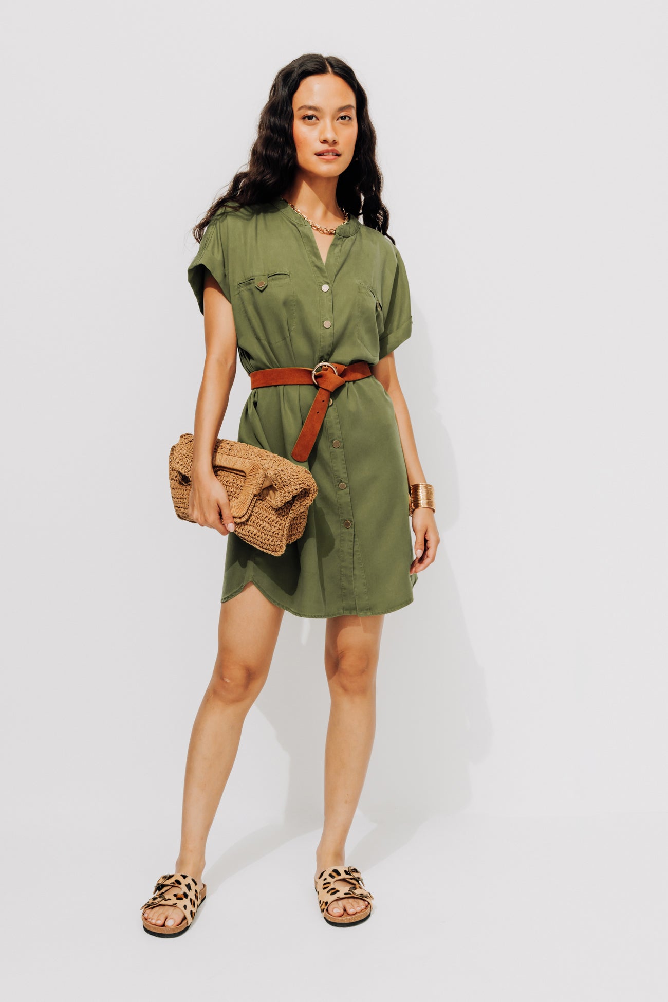 Lyocell shirtdress - Khaki