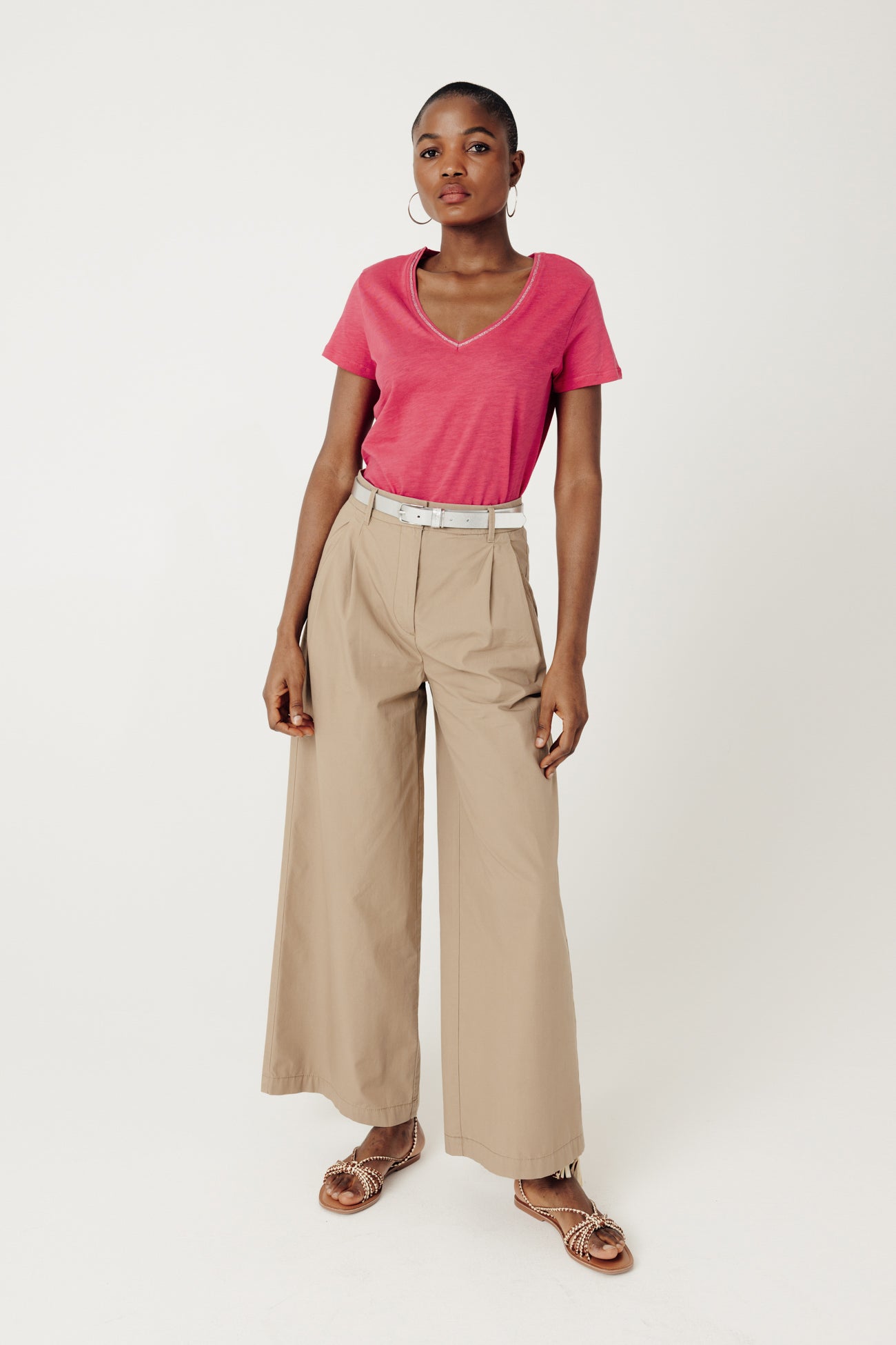 V-neck top - Raspberry red