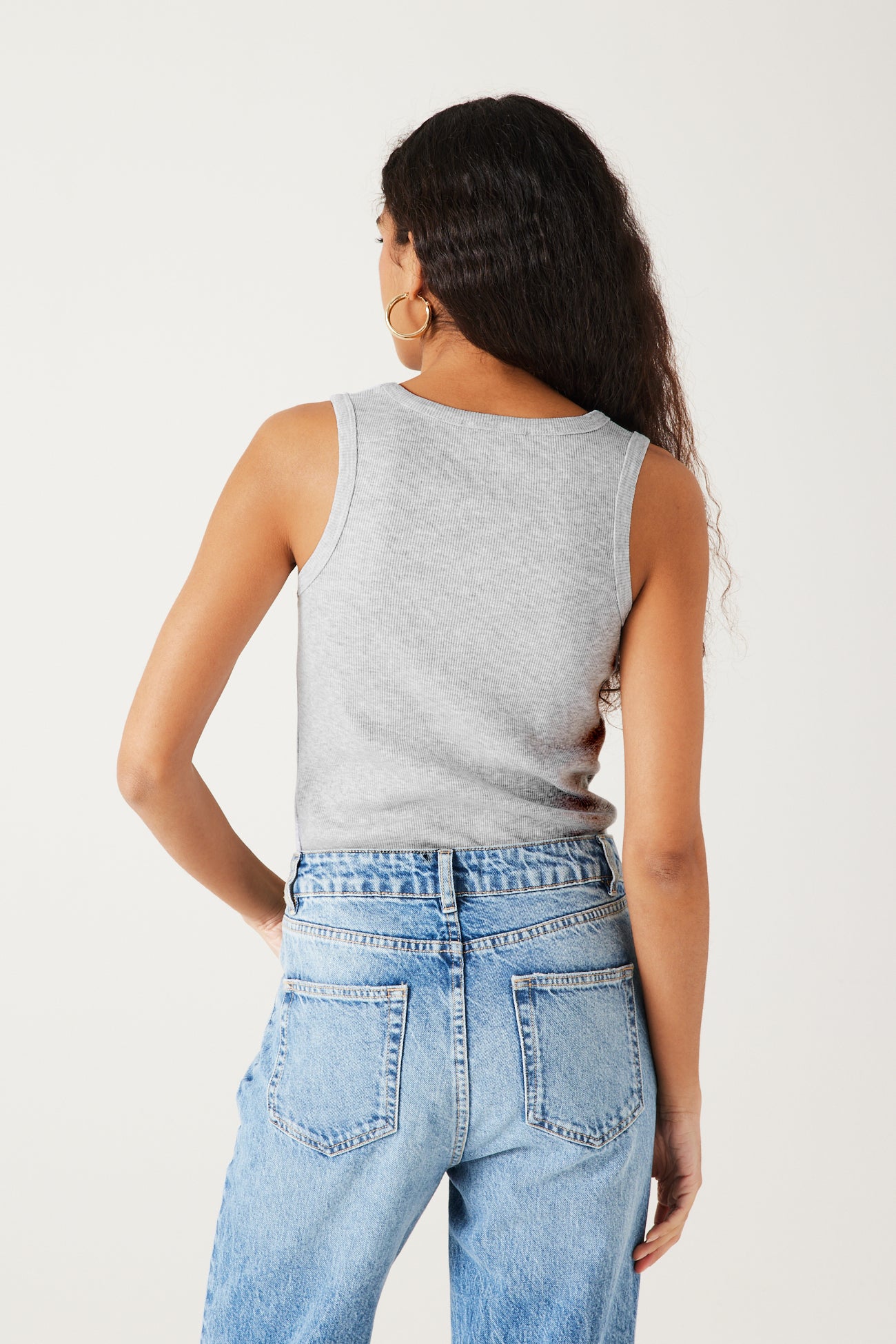 Cotton sleeveless top - Light grey