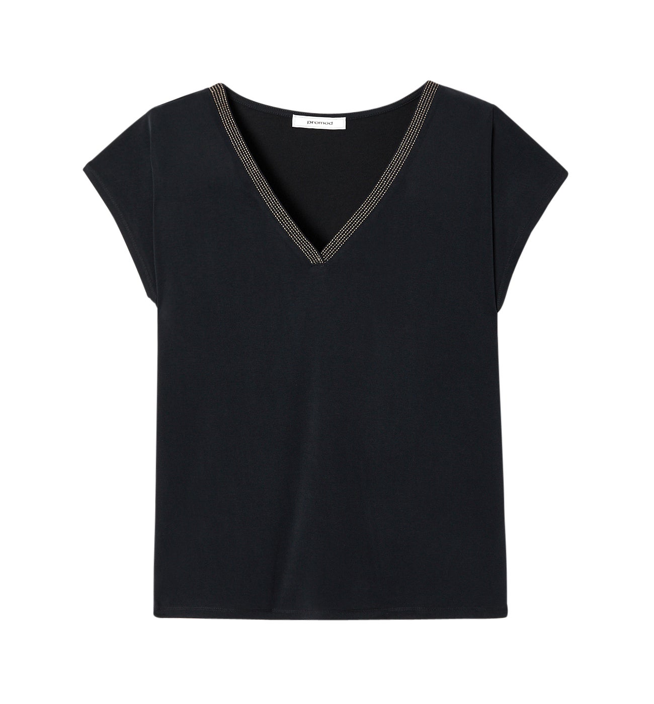 V-neck top with glitzy detail - Black