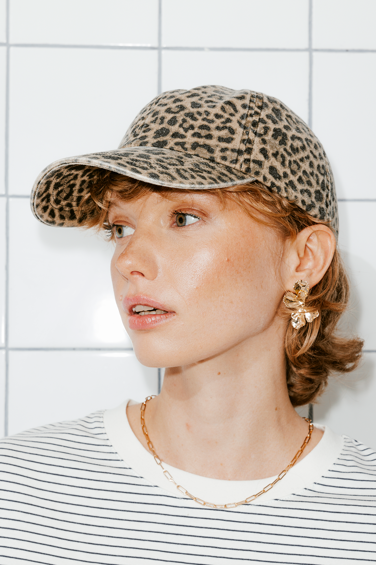 Leopardskin pattern cap - Camel print