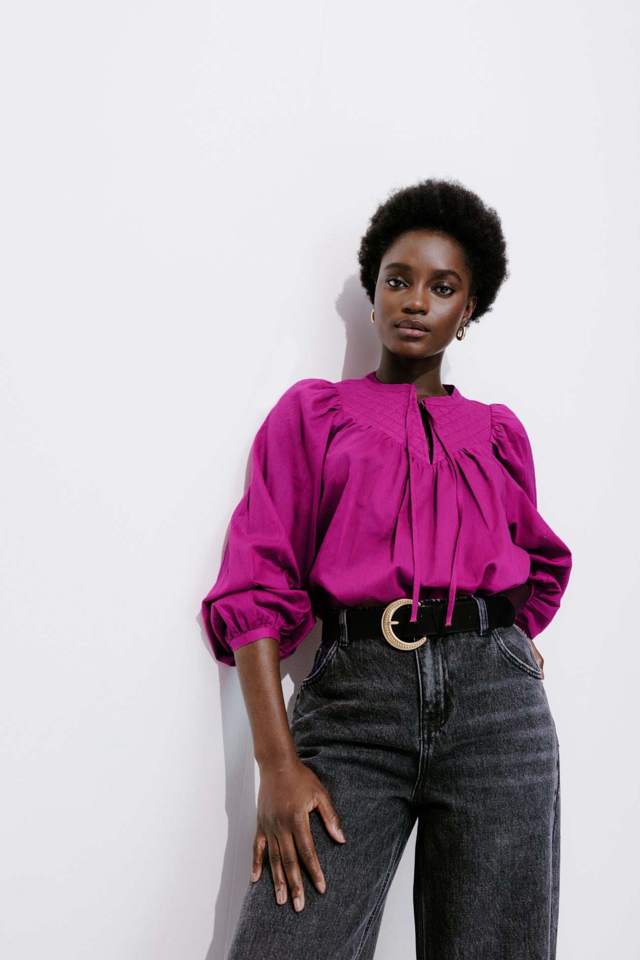 Plain cotton blouse - Light violet