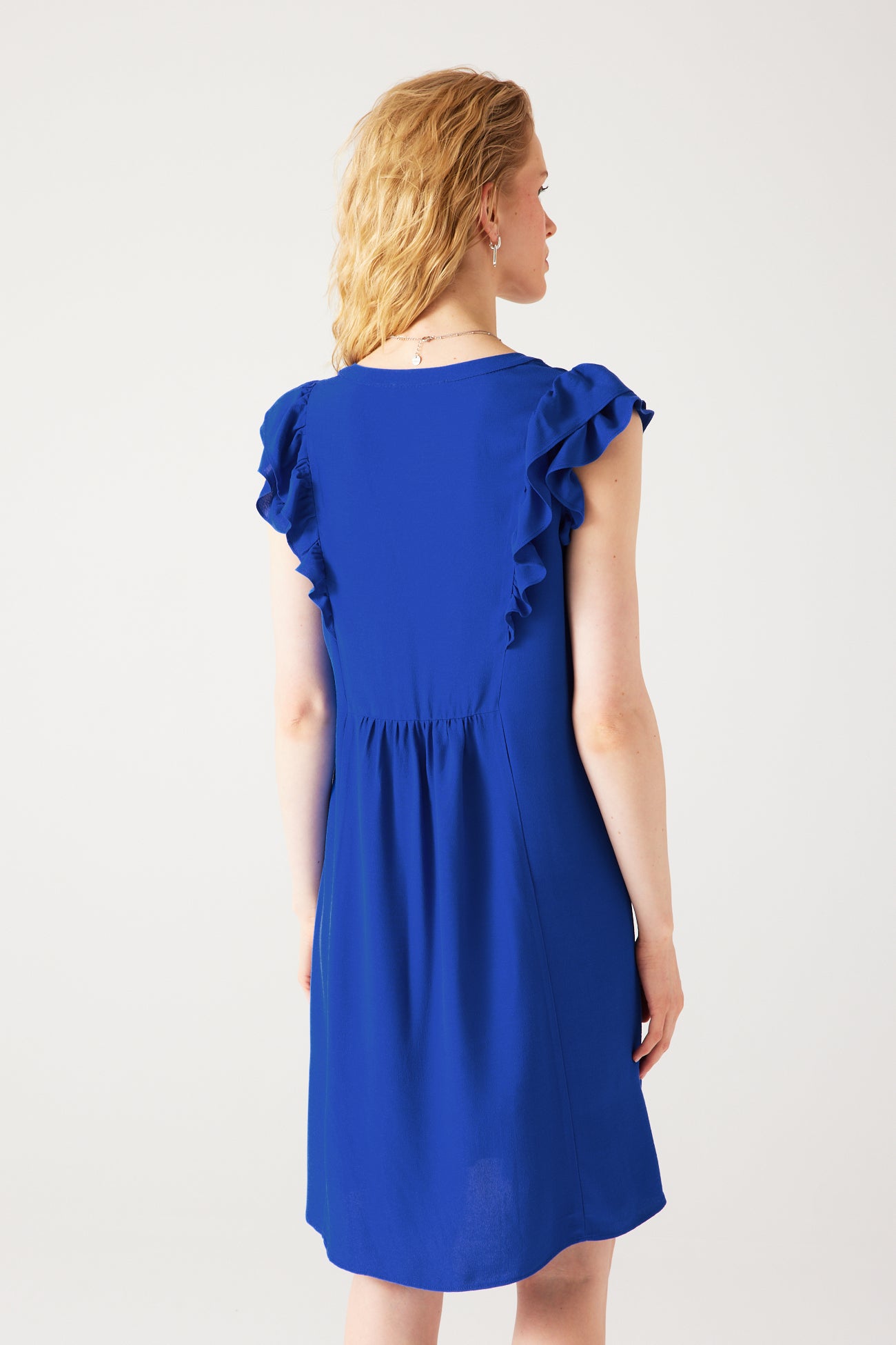 Eco-produced dress - Navy blue print
