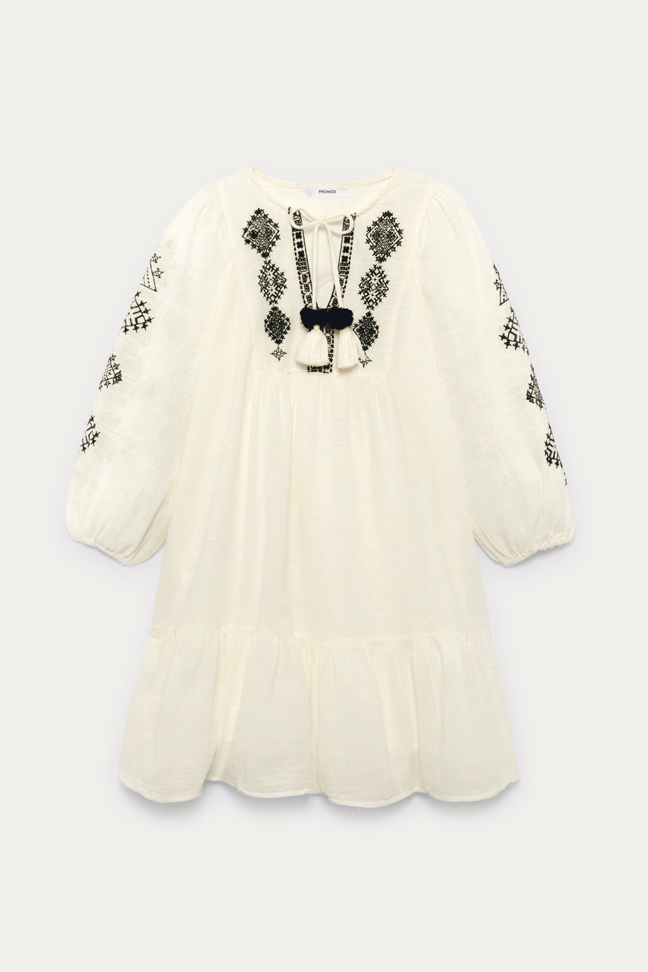 Embroidered babydoll dress - Ecru