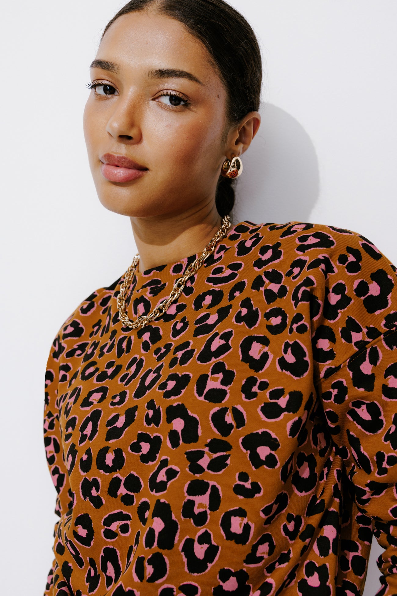 Leopard pattern sweatshirt - Multicolour print