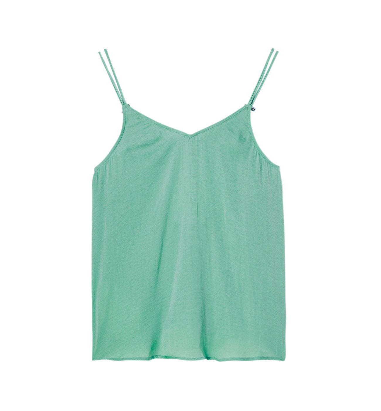 Plain satin top - Turquoise