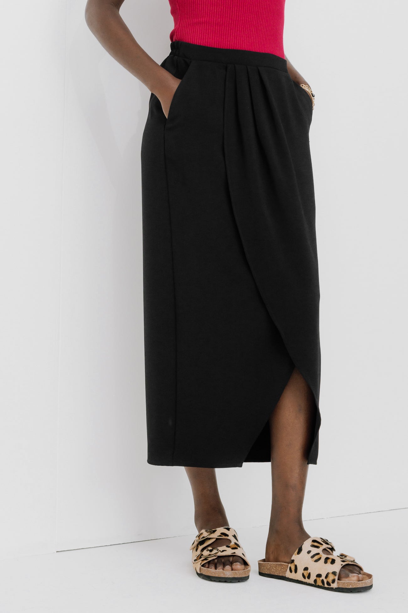 Plain midi skirt - Black