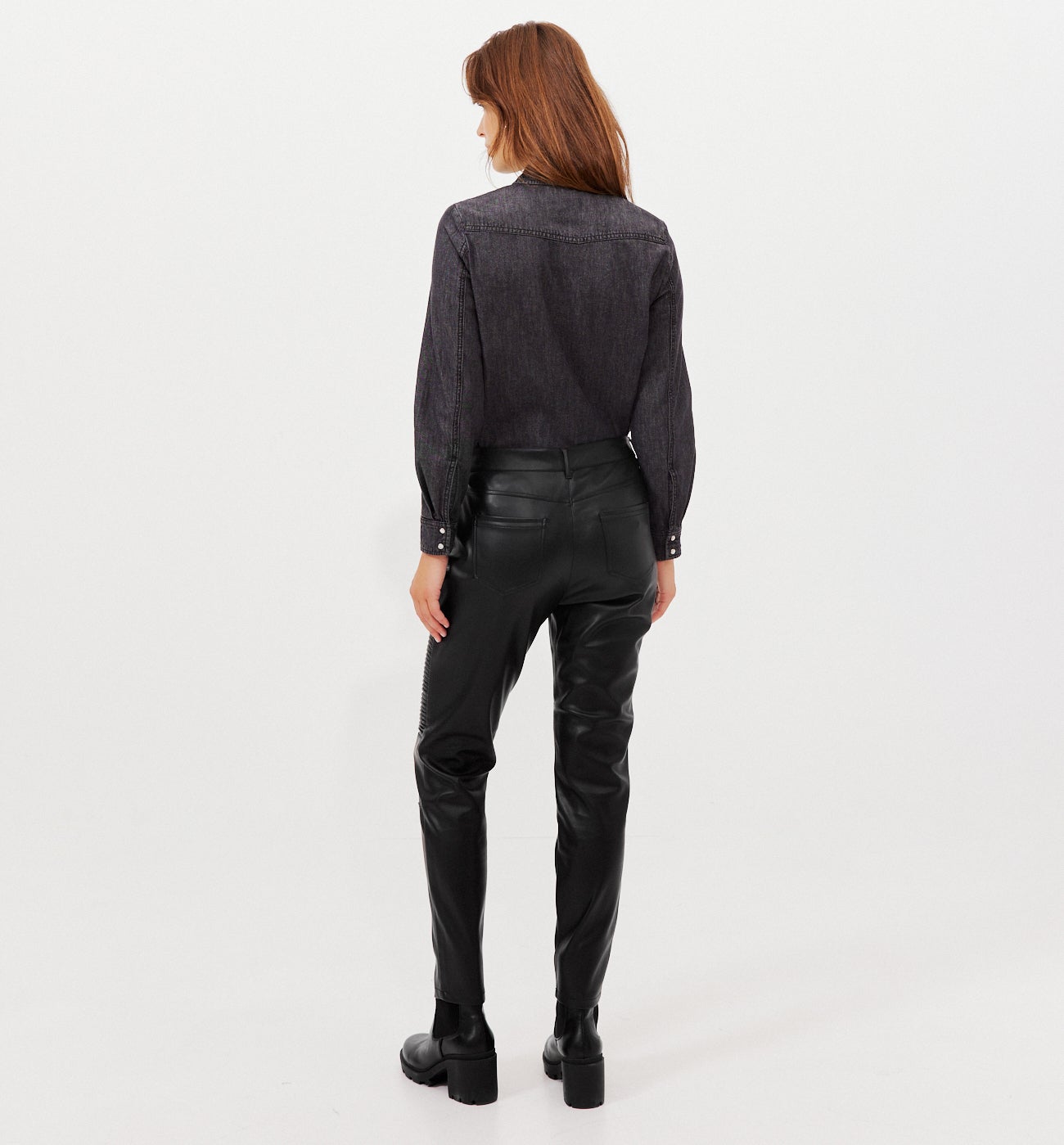 Faux leather biker trousers - Black