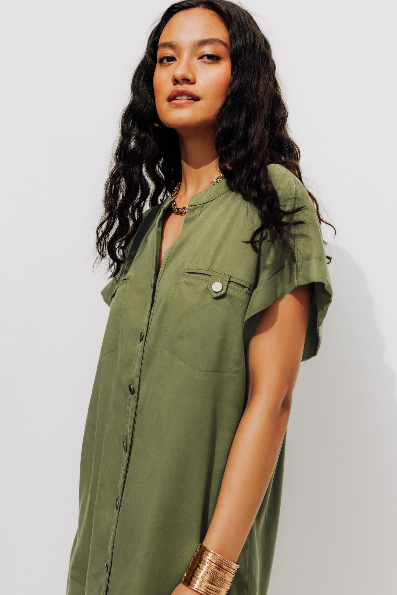Lyocell shirtdress - Khaki