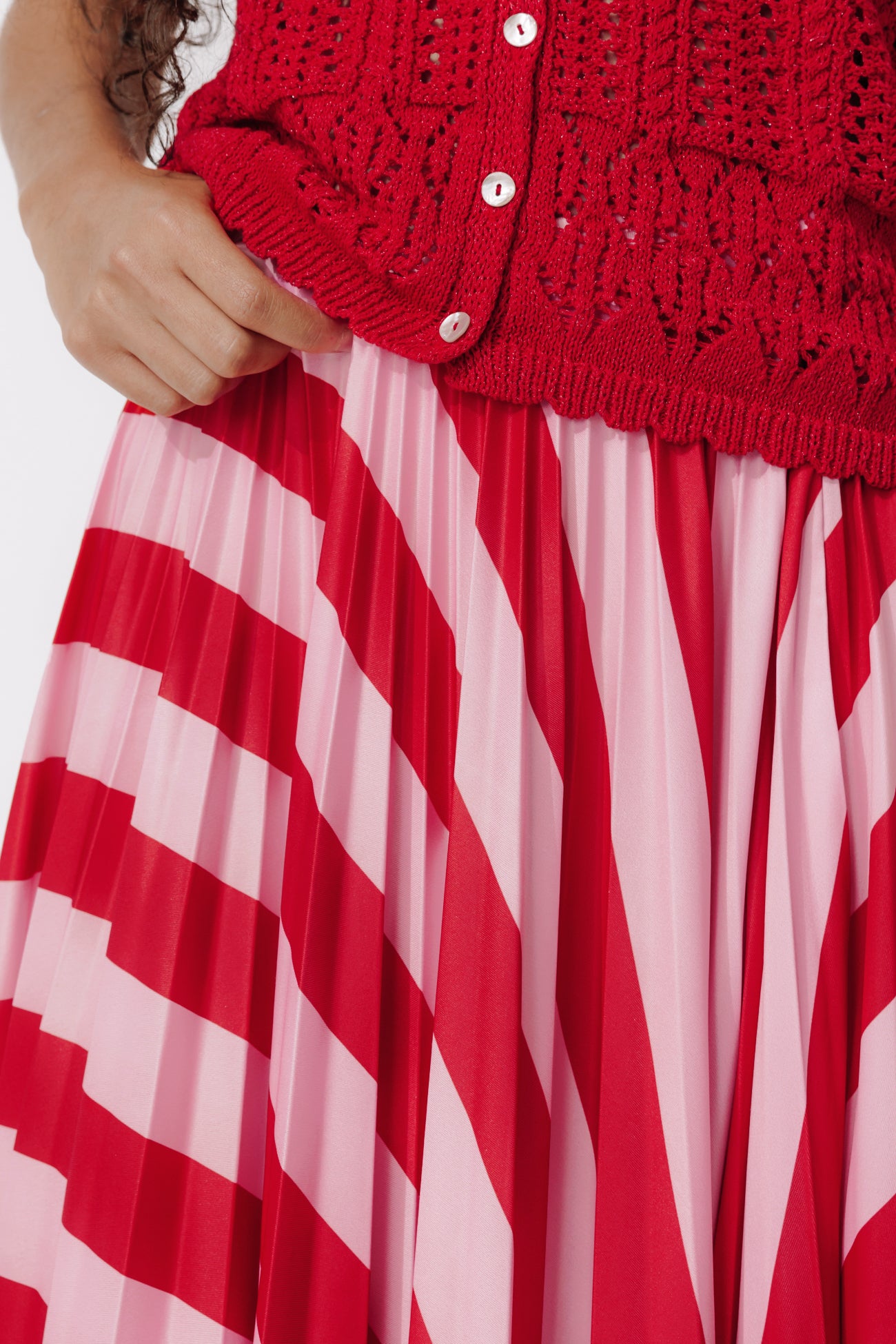 Pleated patterned skirt - Multicolour stripes