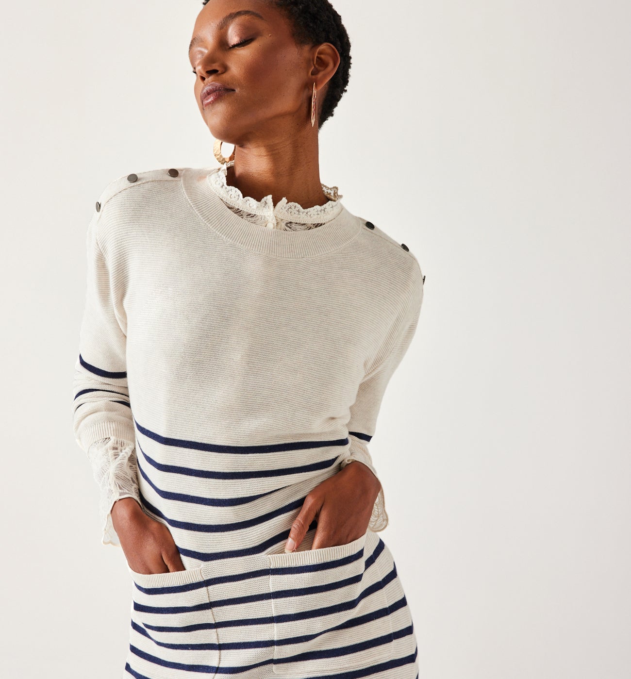 Nautical jumper dress - Navy blue stripes