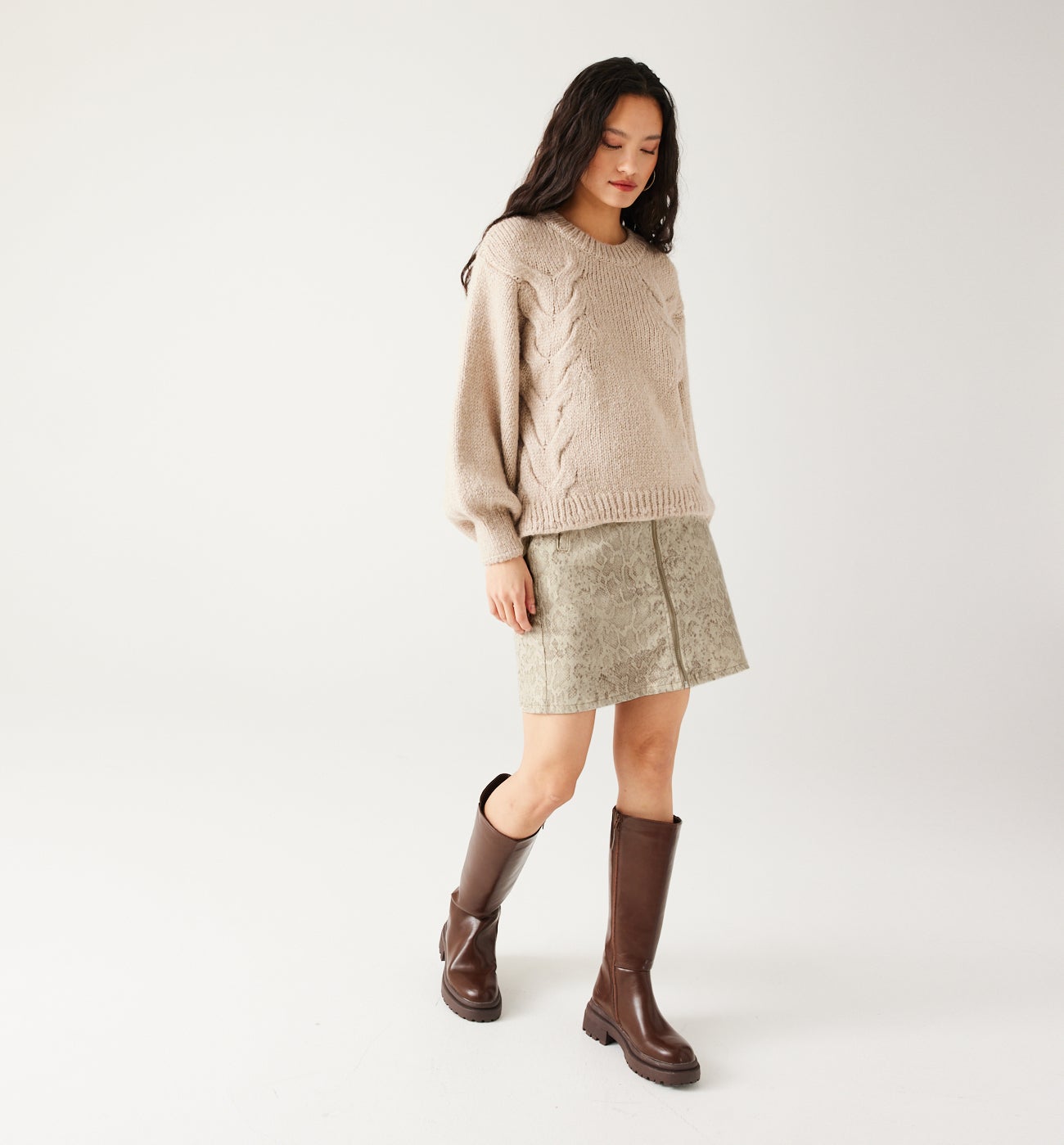 Python pattern mini skirt - Ecru print