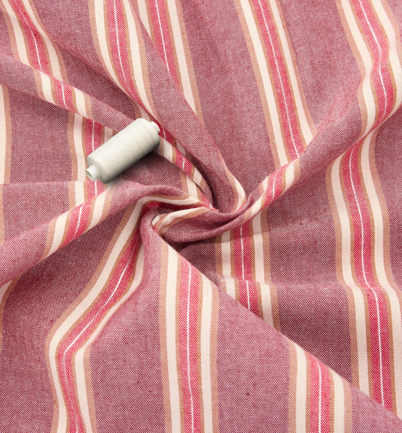 Cotton viscose fabric cut - Old pink stripes