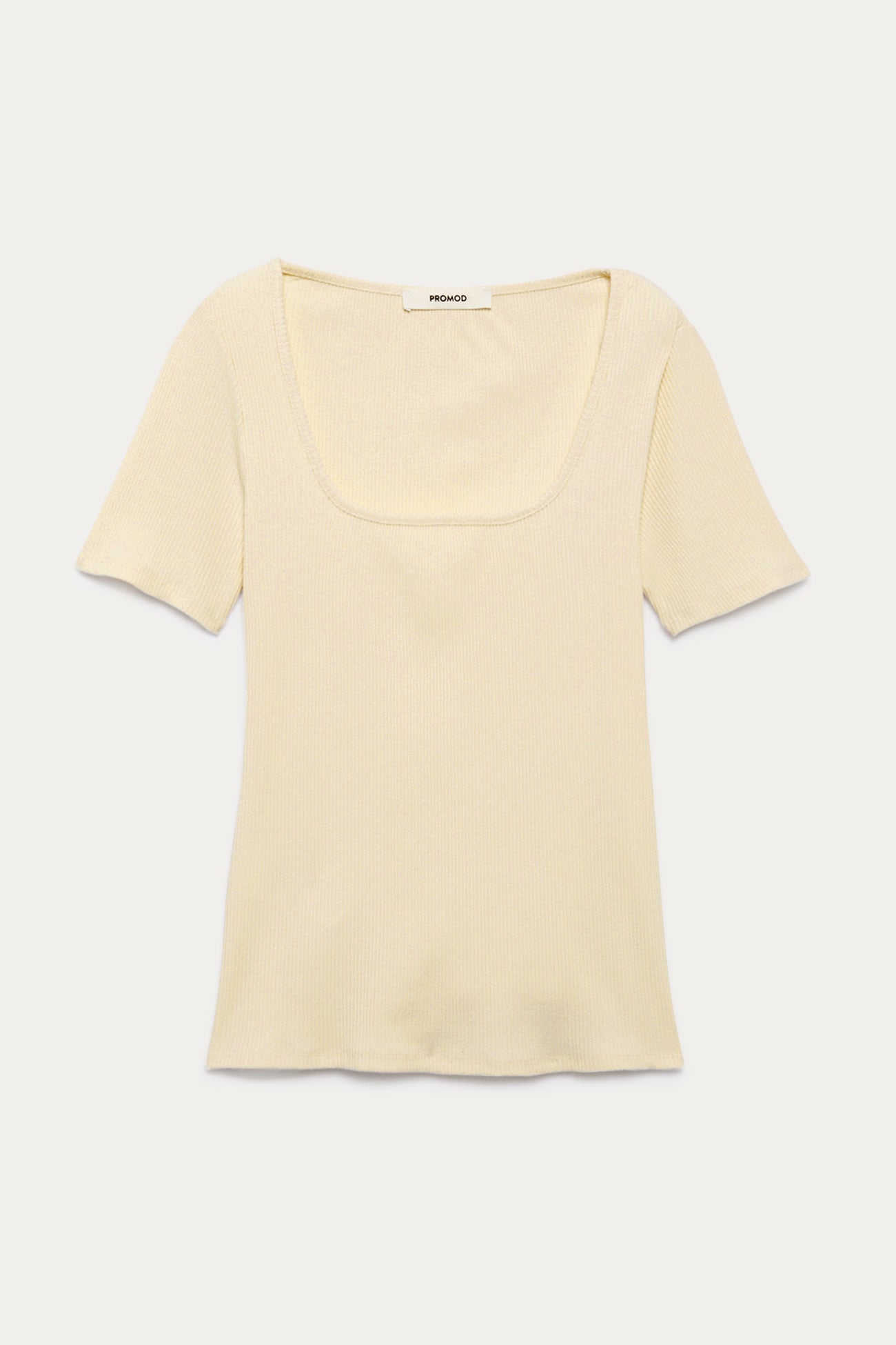 Square-neckline top - Beige